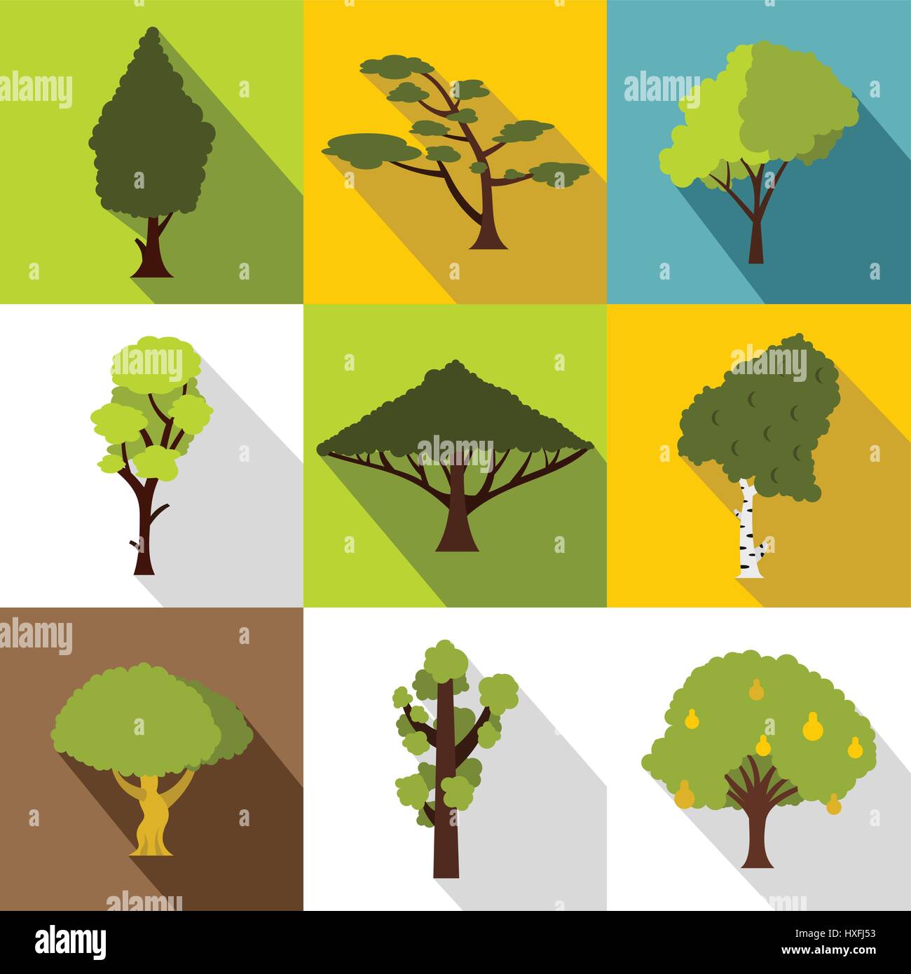 Arboreal plant icons set, flat style Stock Vector Image & Art - Alamy
