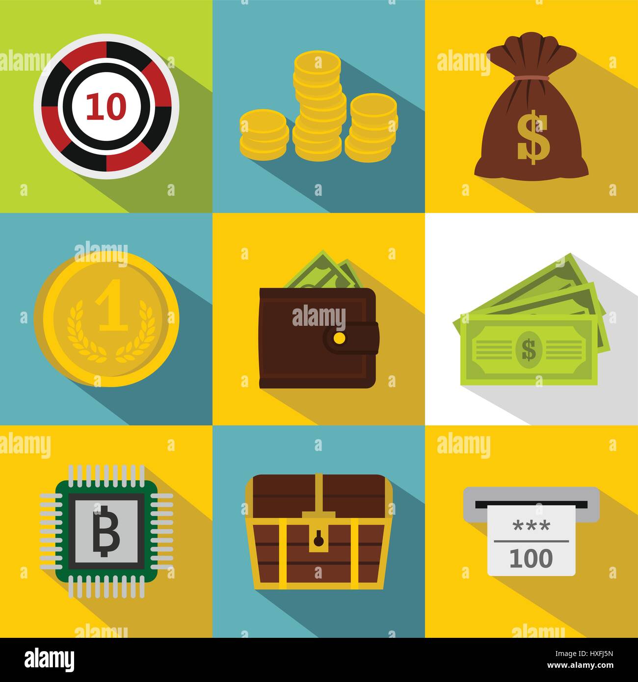 Cash icons set, flat style Stock Vector Image & Art - Alamy