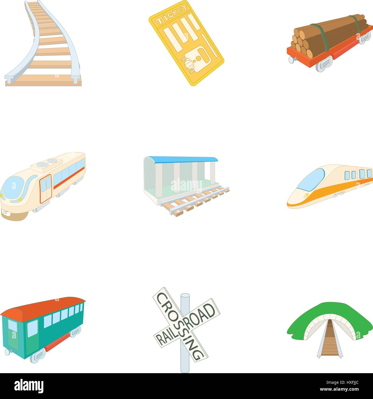 Electric train icons set, cartoon style Stock Vector Image & Art - Alamy