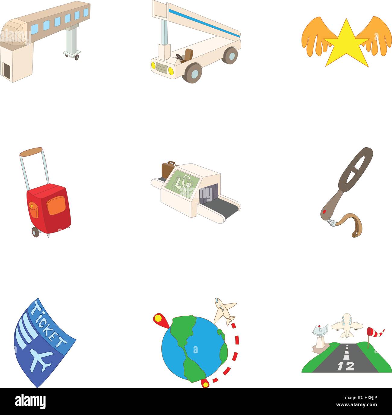 Airport check-in icons set, cartoon style Stock Vector Image & Art - Alamy