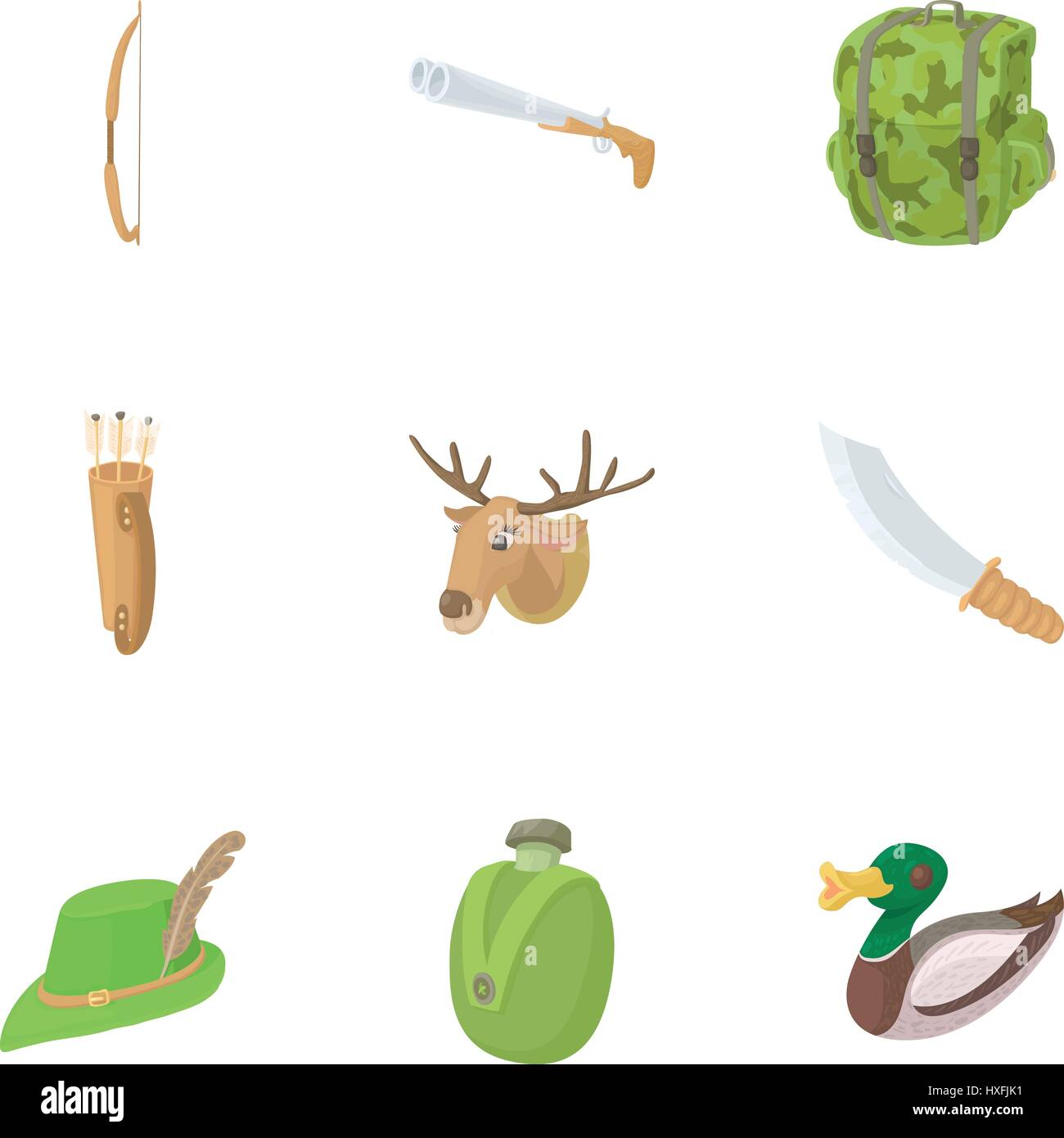 Shooting at animals icons set, cartoon style Stock Vector Image & Art ...