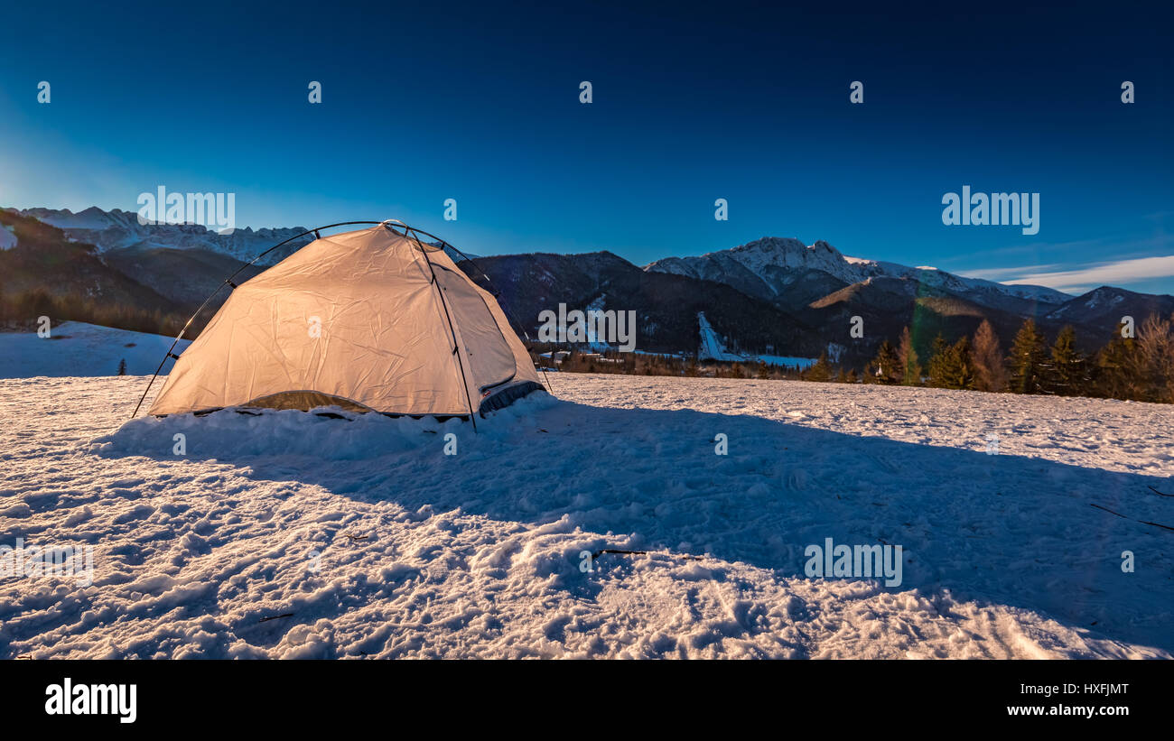 Tent On Mountain Top In Winter In Zakopane Tatra Mountains Poland Stock Photo Alamy