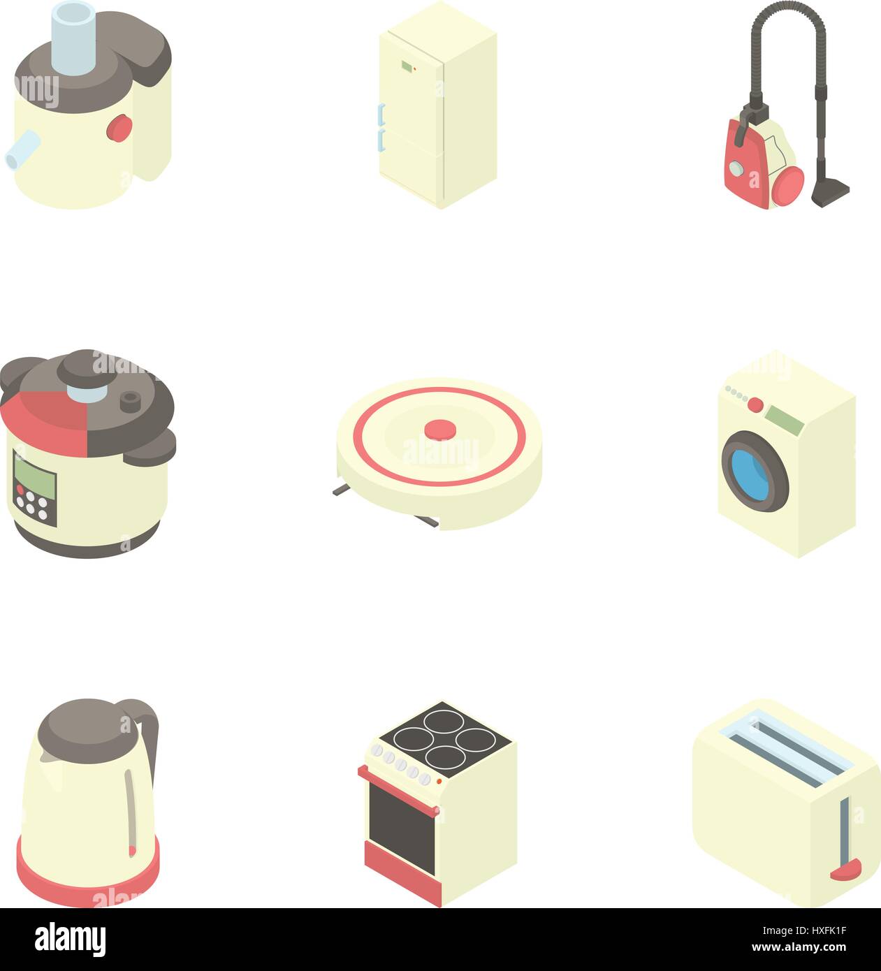 Electronic kitchen equipment icons set Stock Vector