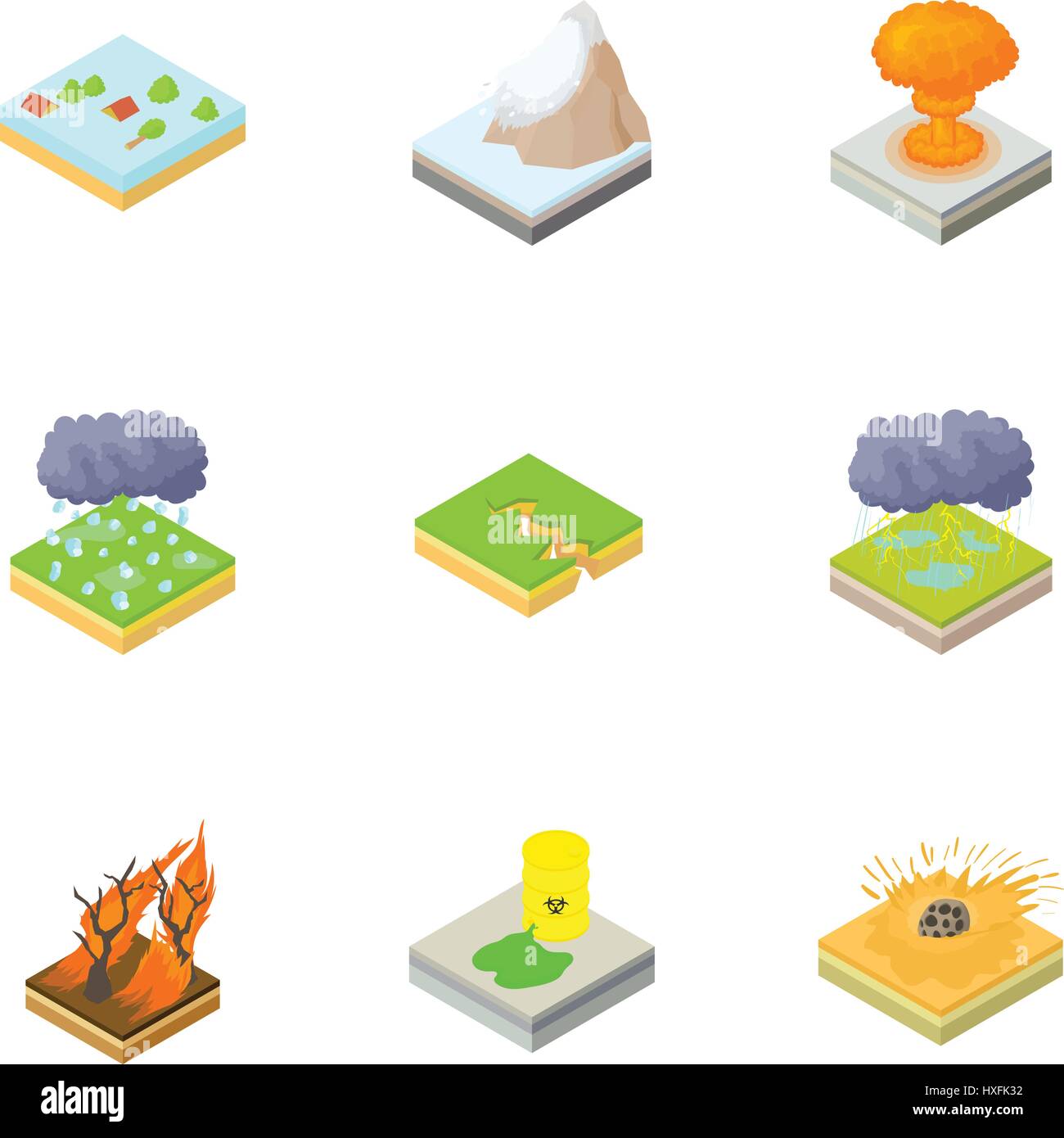 Disaster icons set, cartoon style Stock Vector Image & Art - Alamy