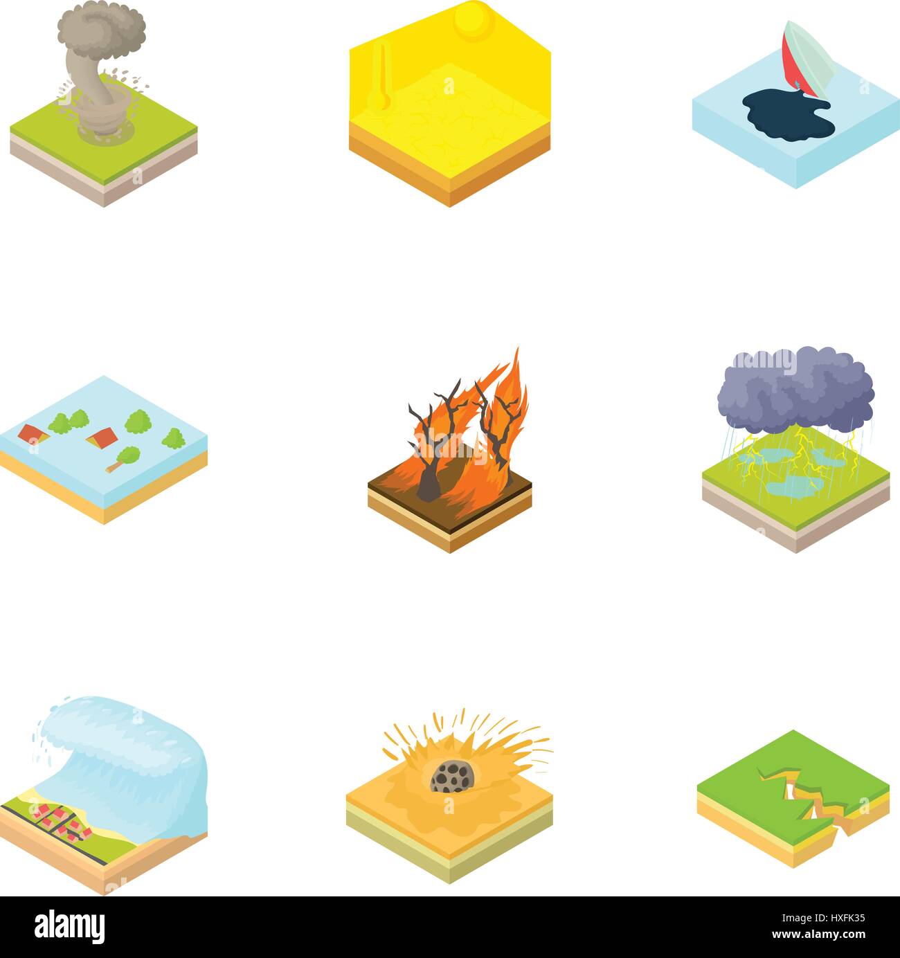 Natural accident icons set, cartoon style Stock Vector Image & Art - Alamy