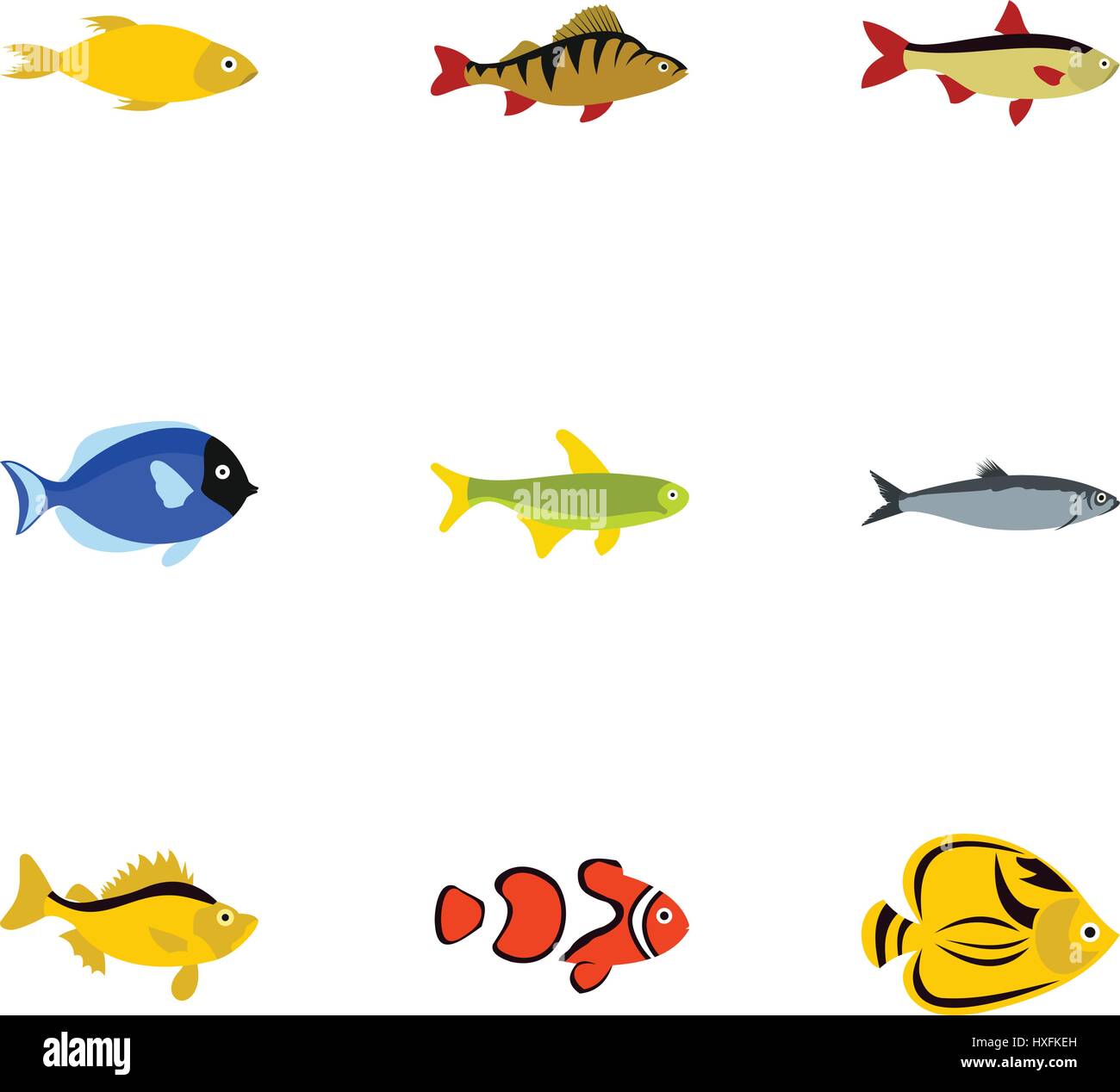 Marine fish icons set, flat style Stock Vector Image & Art - Alamy