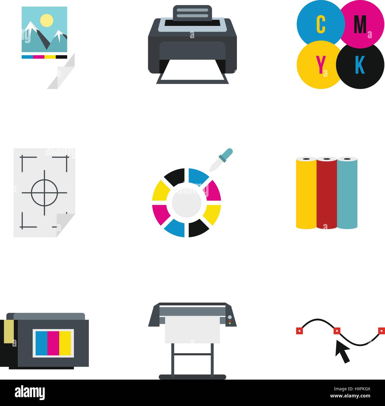 Printing services icons set, flat style Stock Vector Image & Art - Alamy