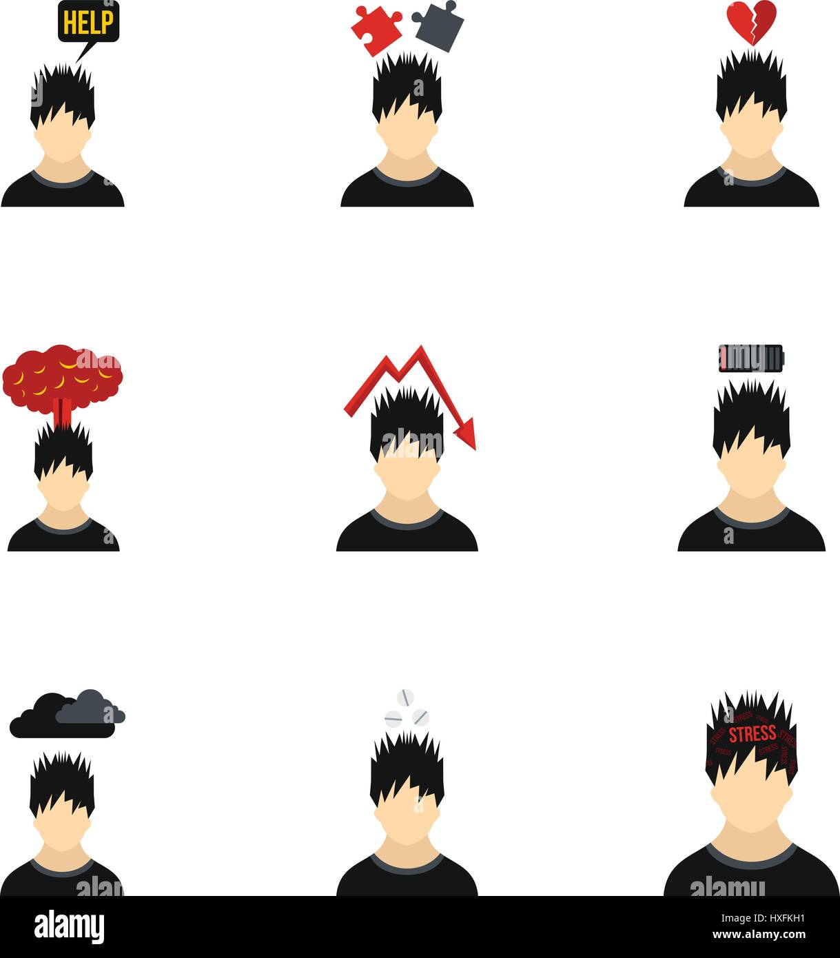 Emotions icons set, flat style Stock Vector Image & Art - Alamy