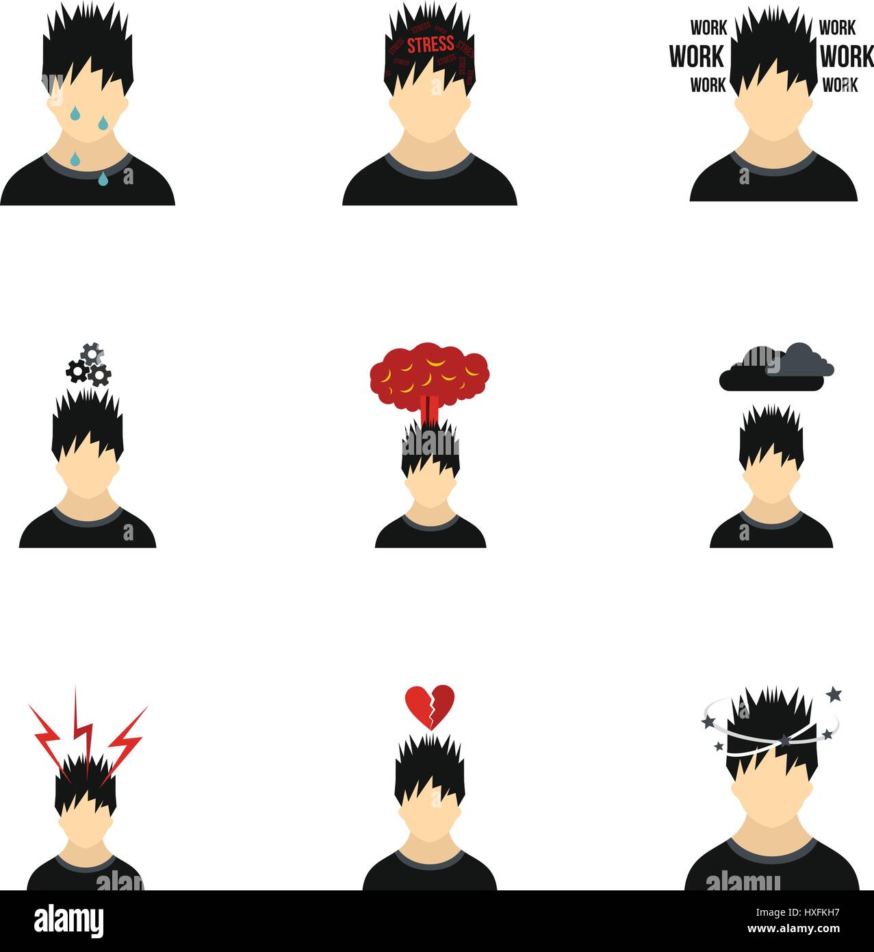 Emotions types icons set, flat style Stock Vector Image & Art - Alamy
