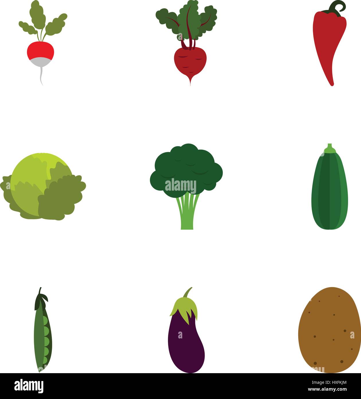 Types of vegetables icons set, flat style Stock Vector Image & Art - Alamy