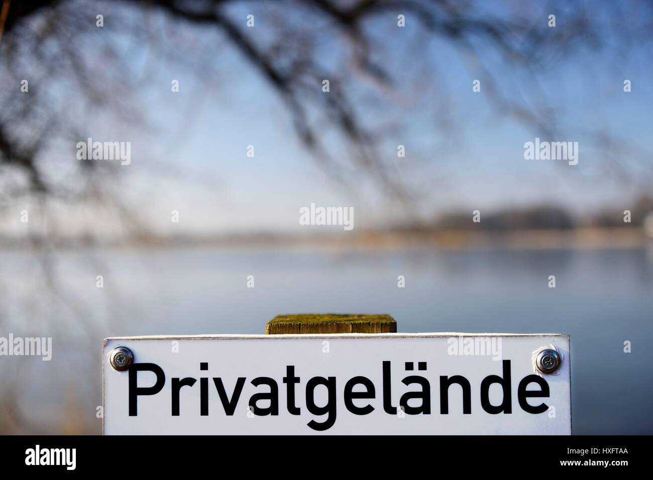 Private area, sign, PrivatgelÃ¤nde, Schild Stock Photo