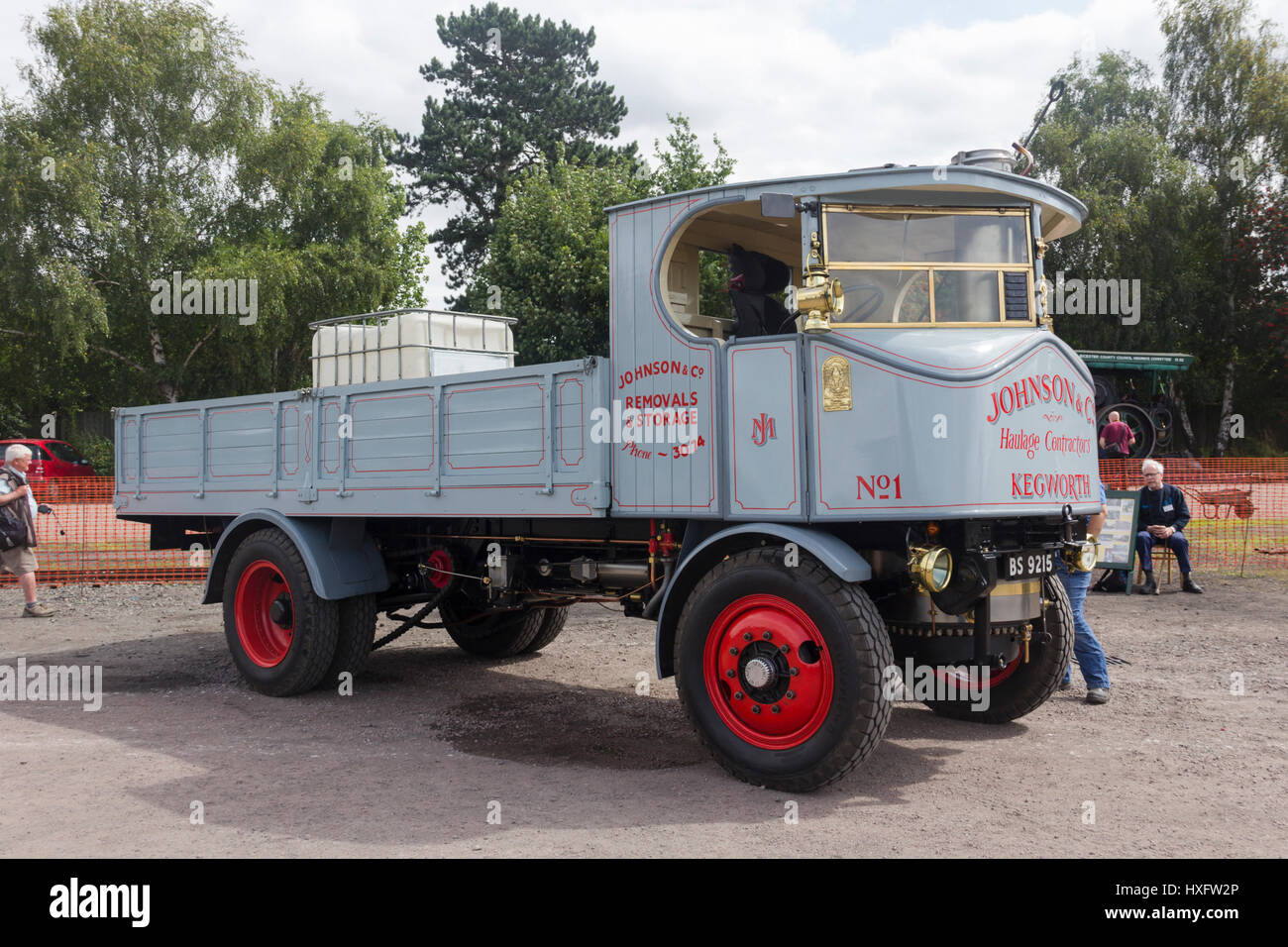 Super Sentinel Steam lorry of 1928, BS9215, exhibited at Quorn and Woodhouse goods yard on the heritage Great Central Railway. Stock Photo