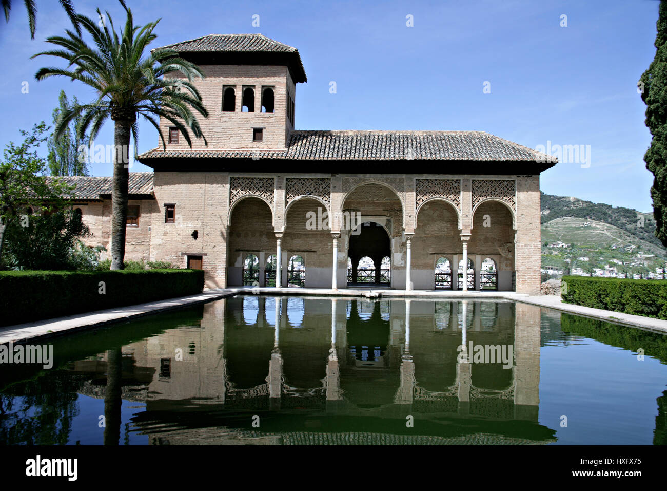 The Alhambra, Granada, Generalife- , Spain.The Ladies Tower - No people. Stock Photo