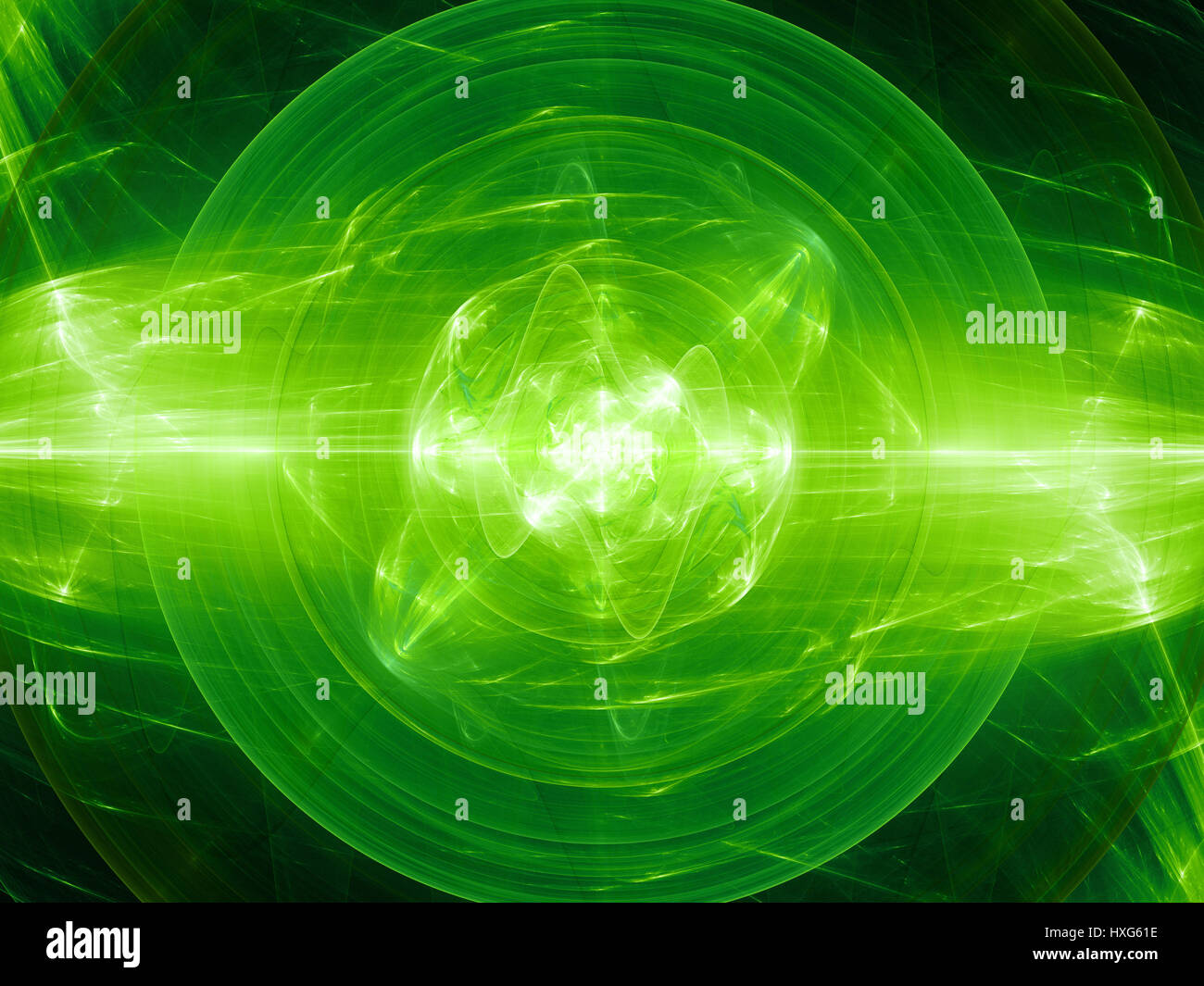 Green glowing fusion in space, plasma force field, computer generated