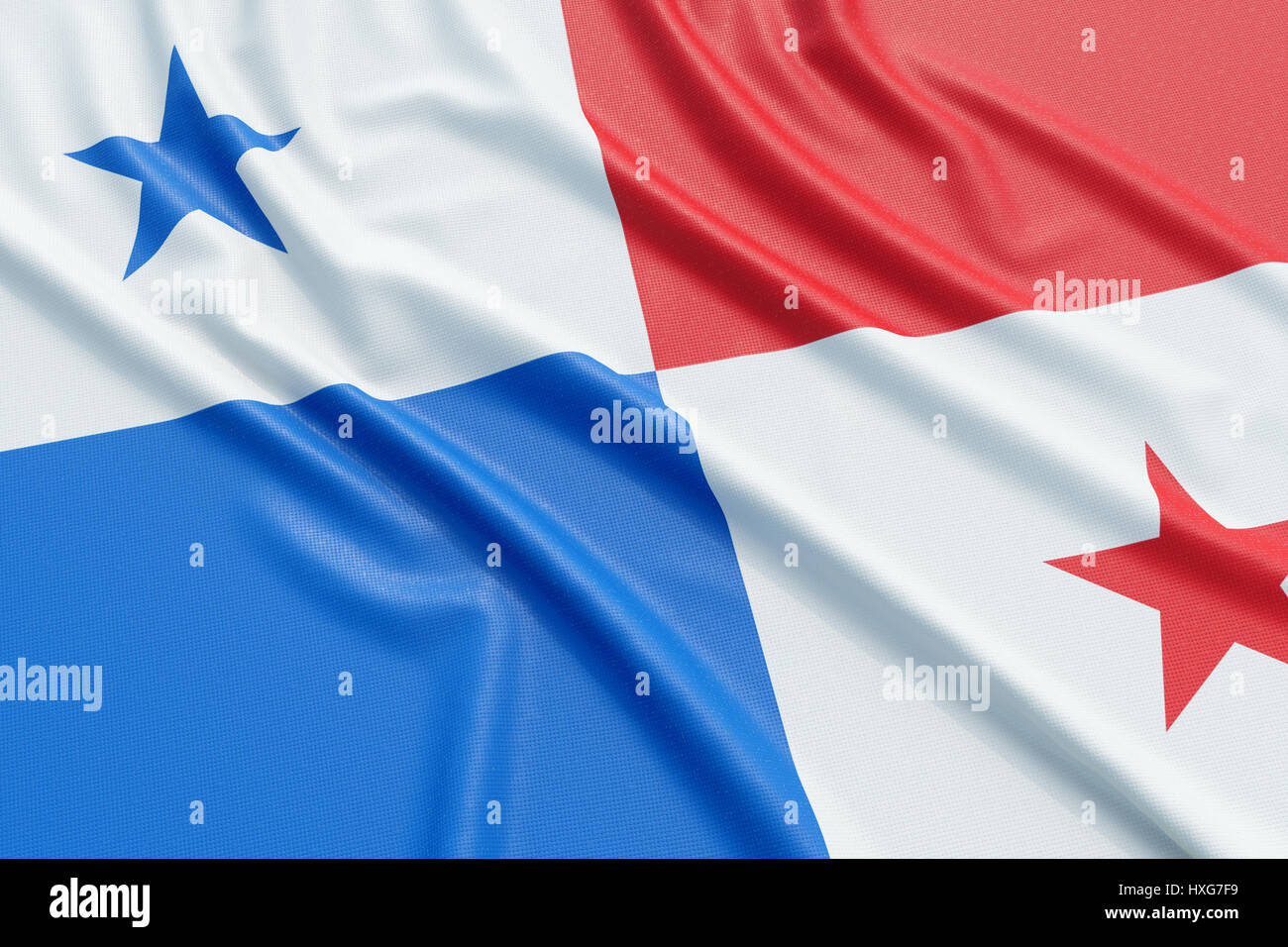 Panama flag. Wavy fabric high detailed texture. 3d illustration rendering Stock Photo