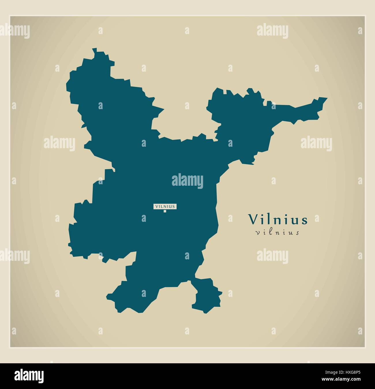 Modern Map - Vilnius LT Stock Vector