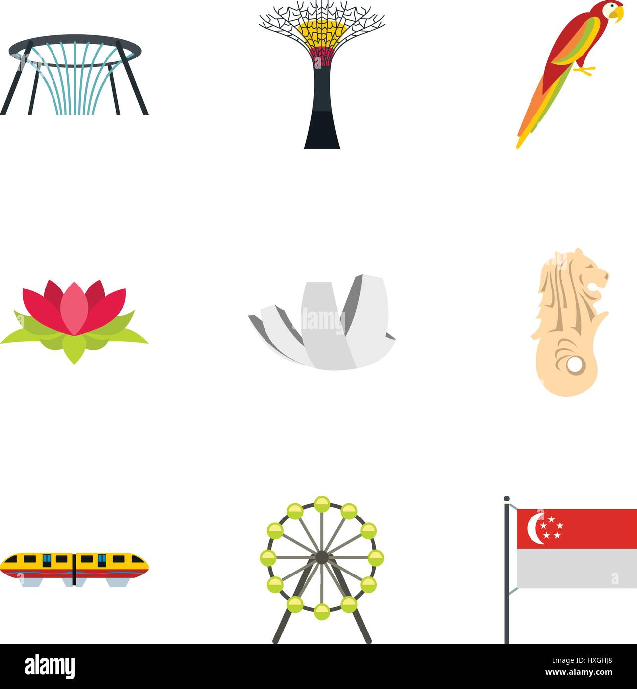 Tourism in Singapore icons set, flat style Stock Vector Image & Art - Alamy
