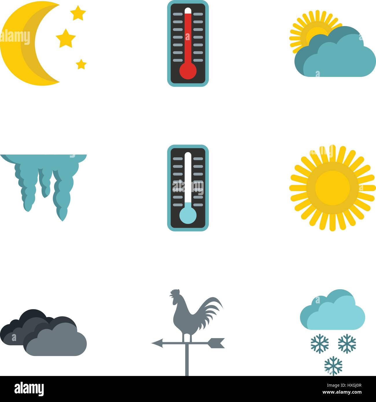 Weather forecast icons set, flat style Stock Vector Image & Art - Alamy