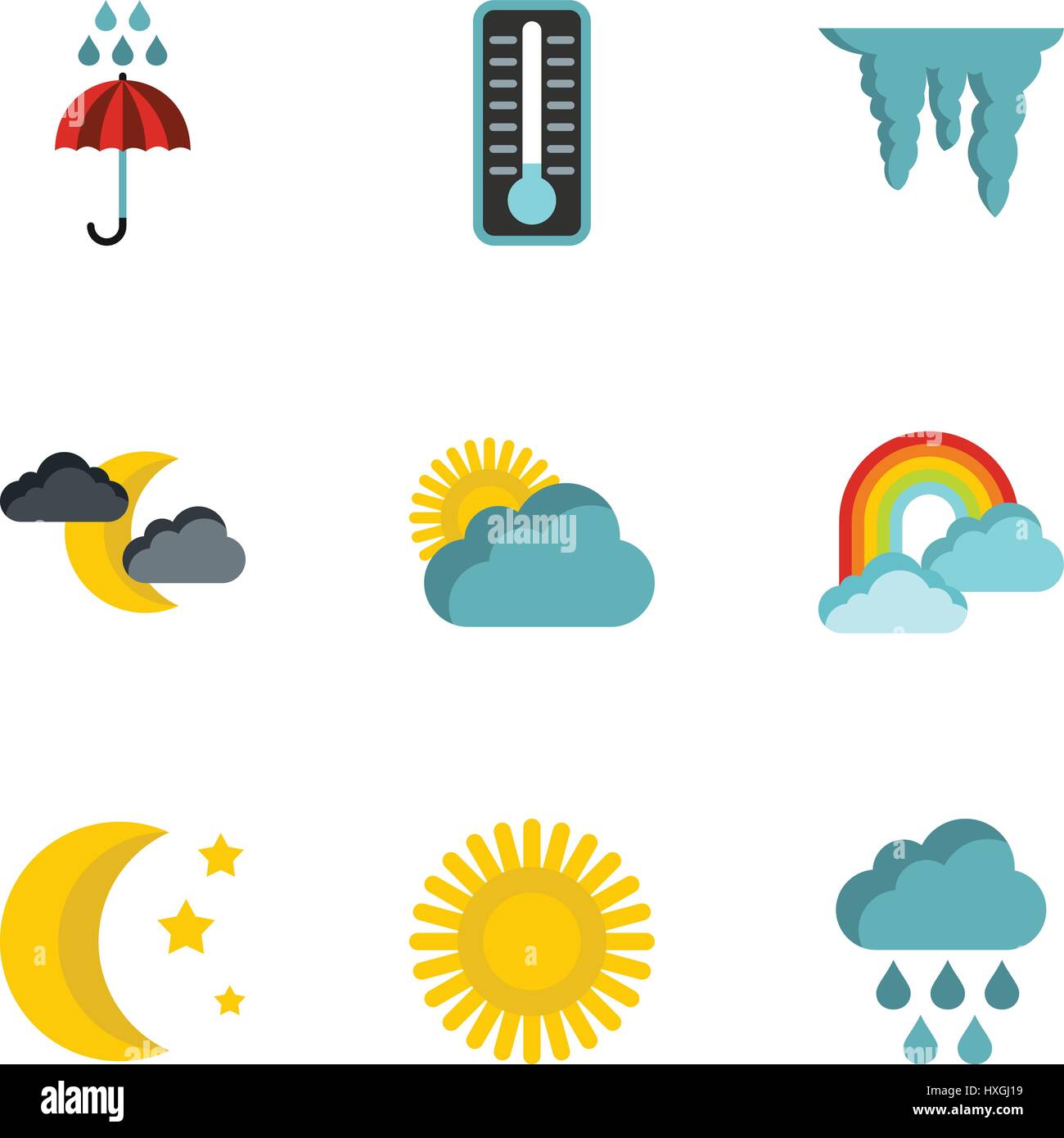 Weather icons set, flat style Stock Vector Image & Art - Alamy