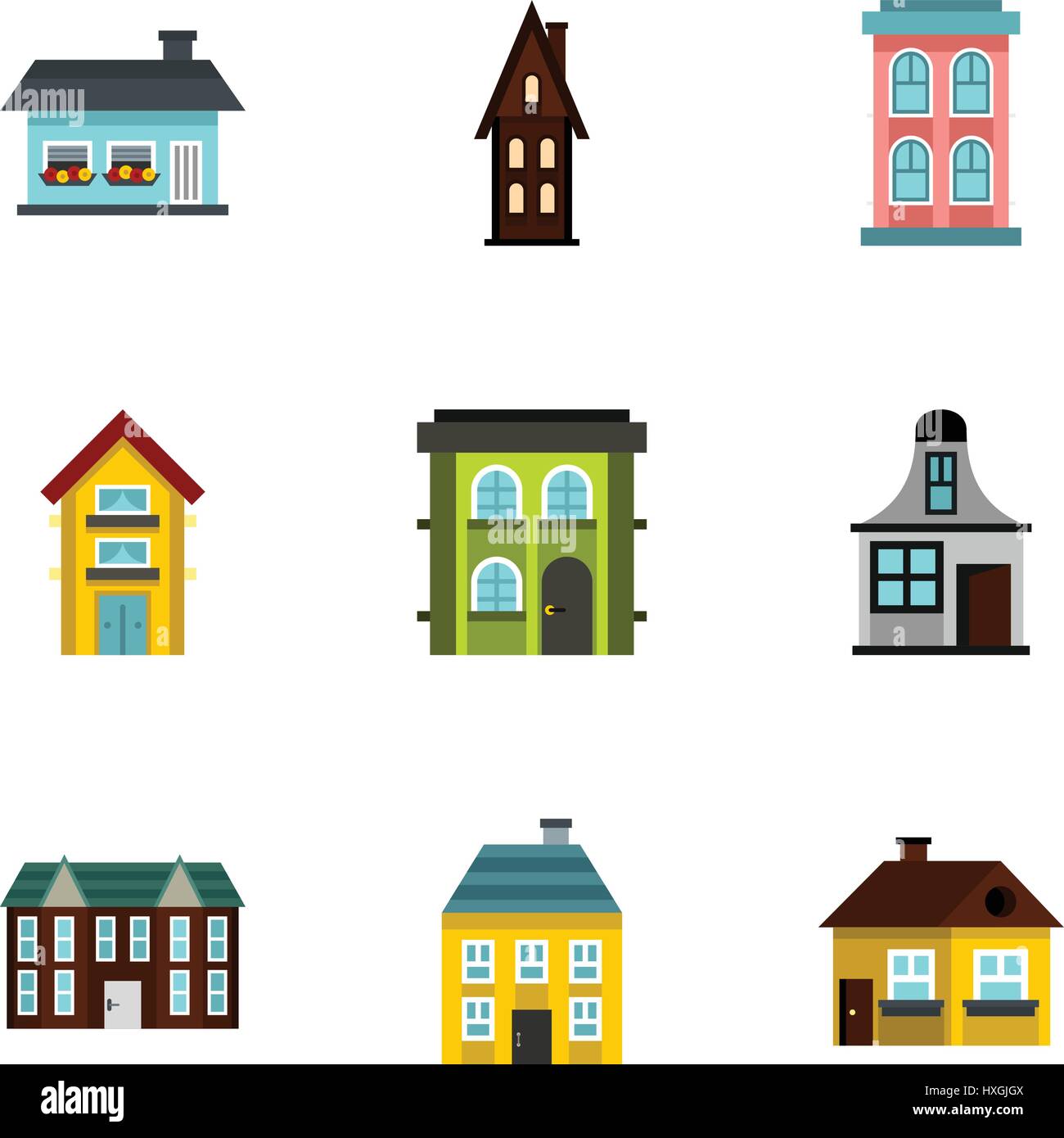 House icons set, flat style Stock Vector Image & Art - Alamy