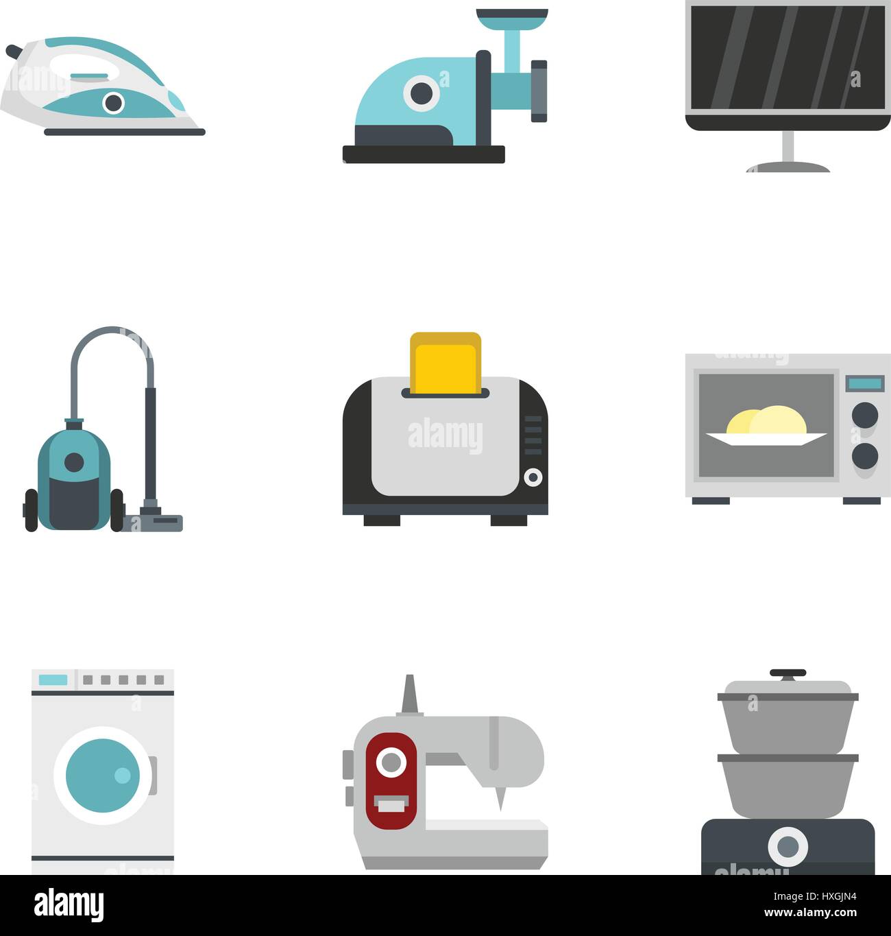 Technique icons set, flat style Stock Vector
