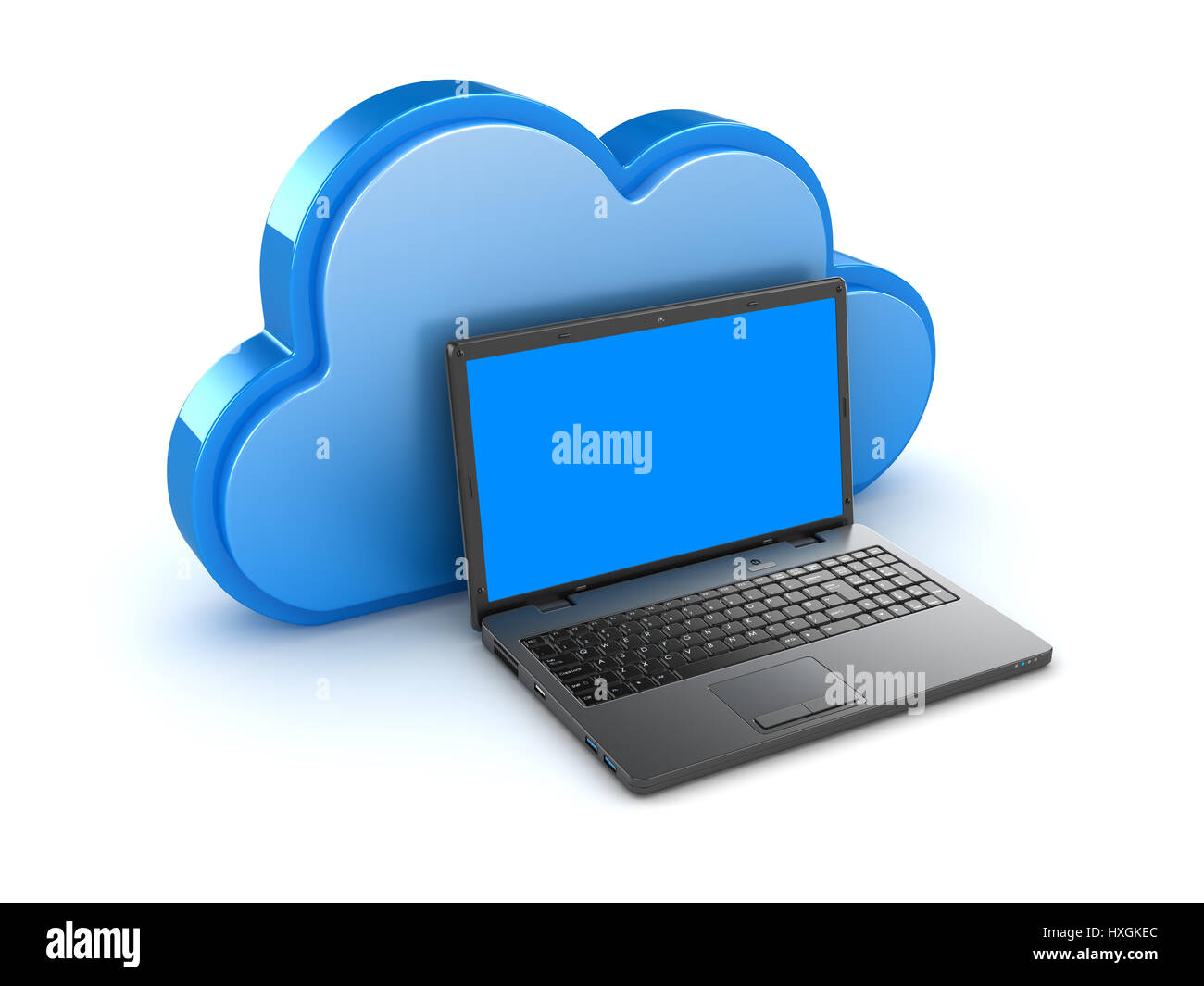 Cloud Computing with Laptop , This is a 3d Rendered Computer Generated ...
