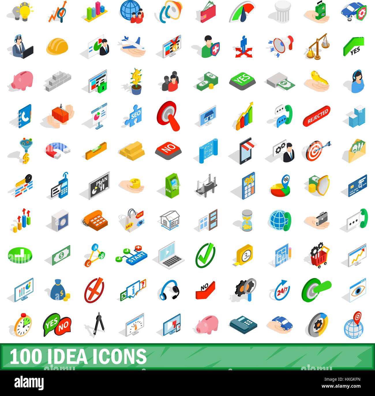 100 idea icons set, isometric 3d style Stock Vector Image & Art - Alamy