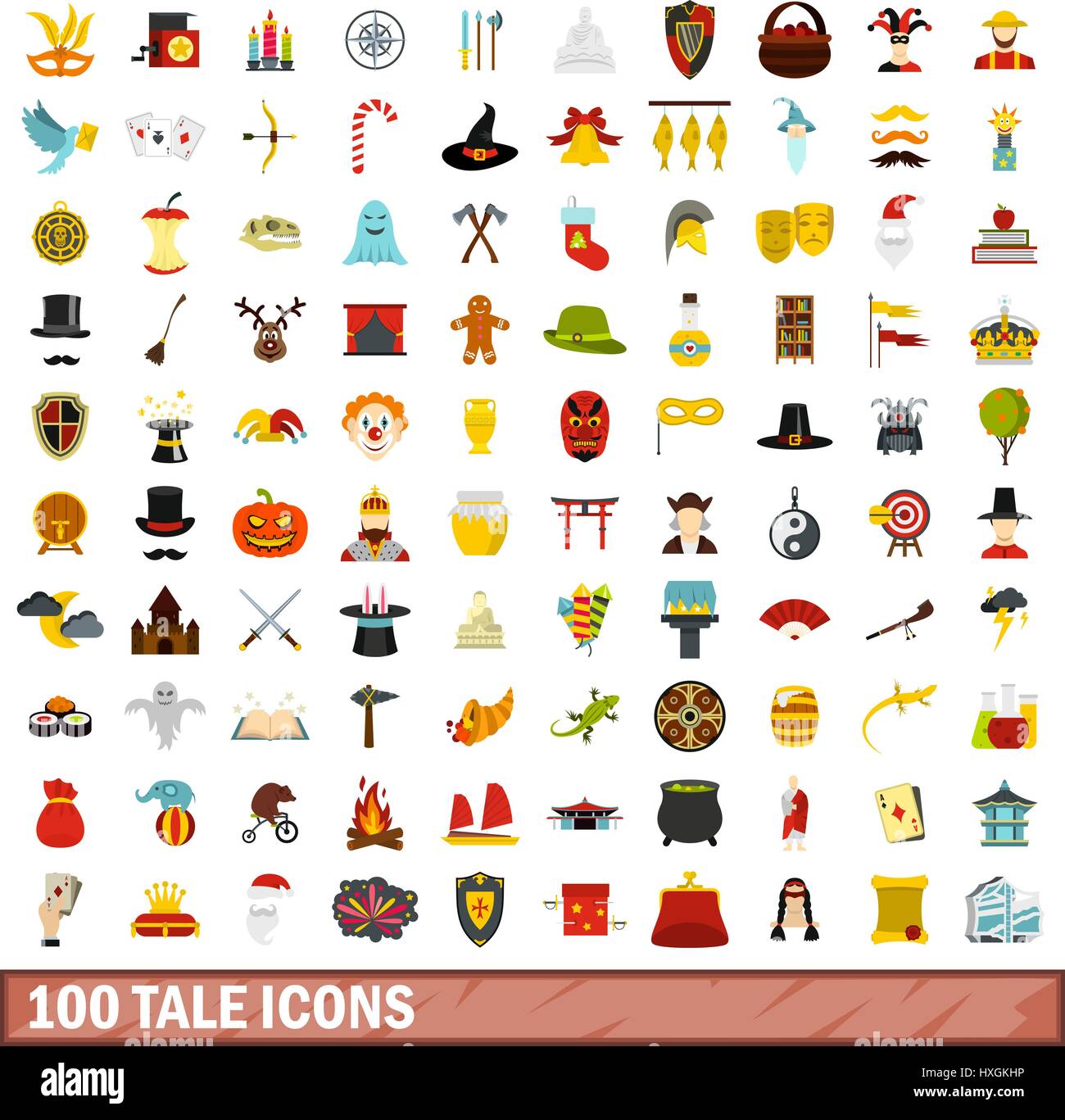 100 tale icons set, flat style Stock Vector Image & Art - Alamy