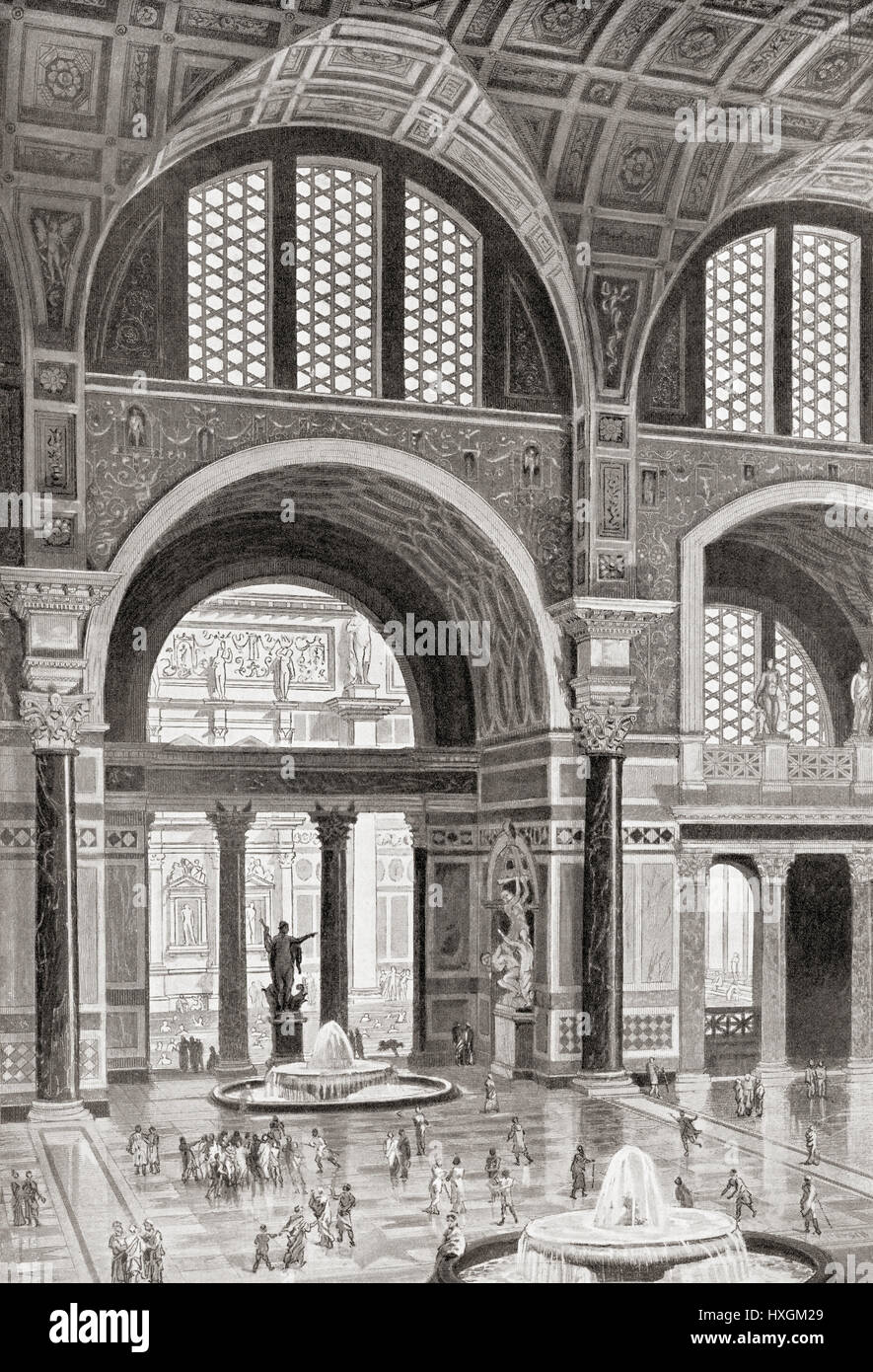 Artist's reconstruction of the Baths of Caracalla, Rome, Italy.  From Hutchinson's History of the Nations, published 1915. Stock Photo