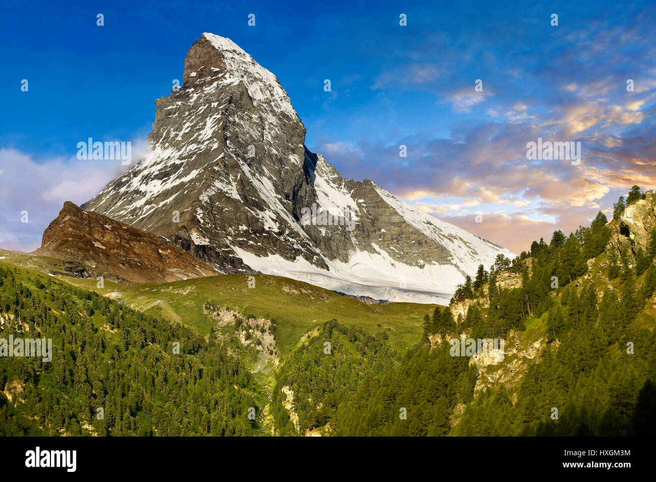 The Matterhorn or Monte Cervino mountain peak, Zermatt, Switzerland Stock Photo
