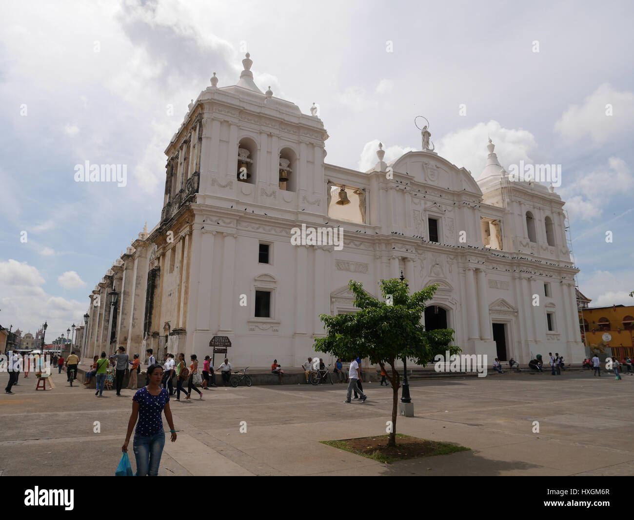 Cathedral of Leon Nicaragua with famous lion statue Basilica Catedral