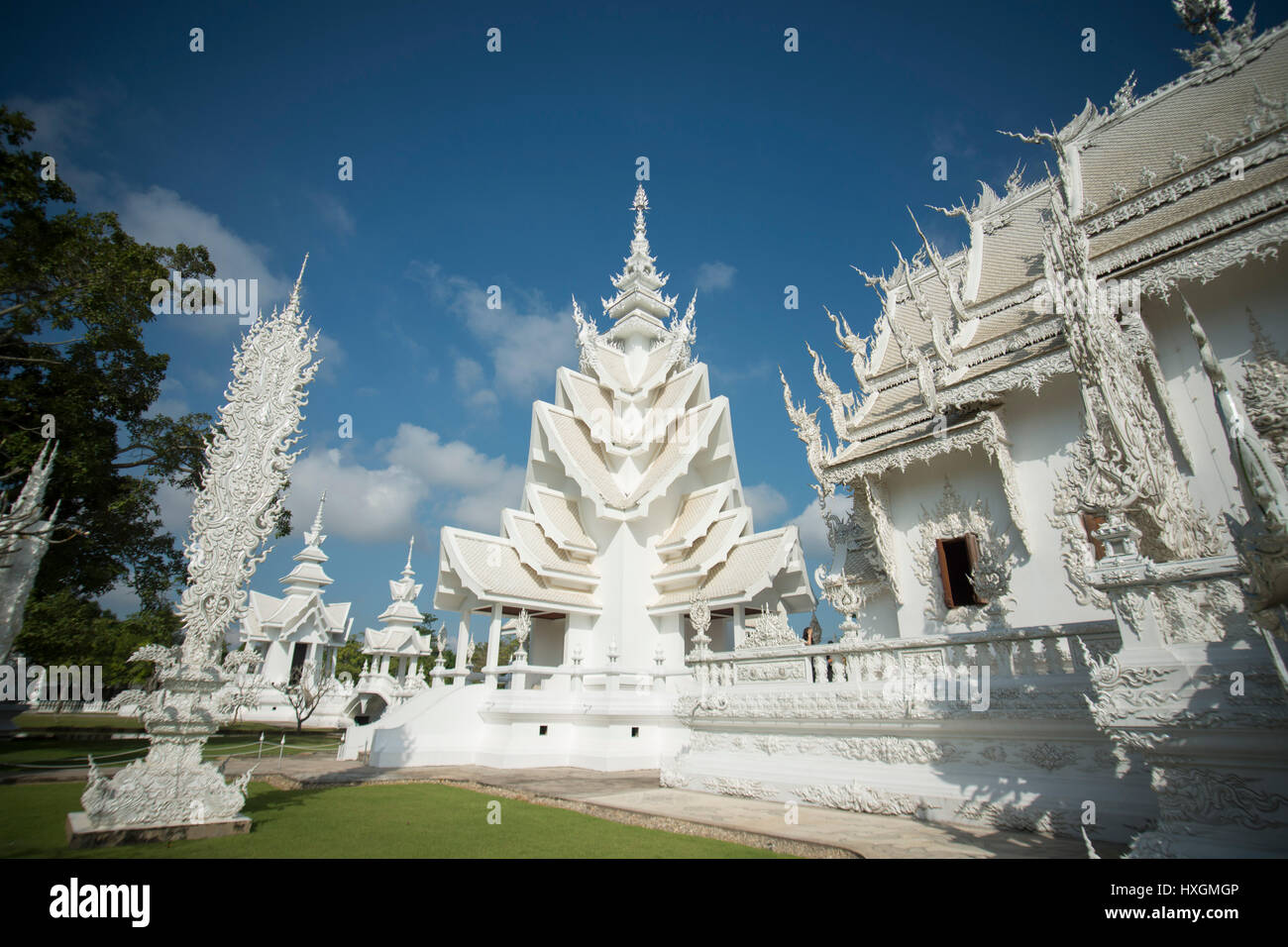 the wat rong khun or white temple near the city Chiang Rai in North ...