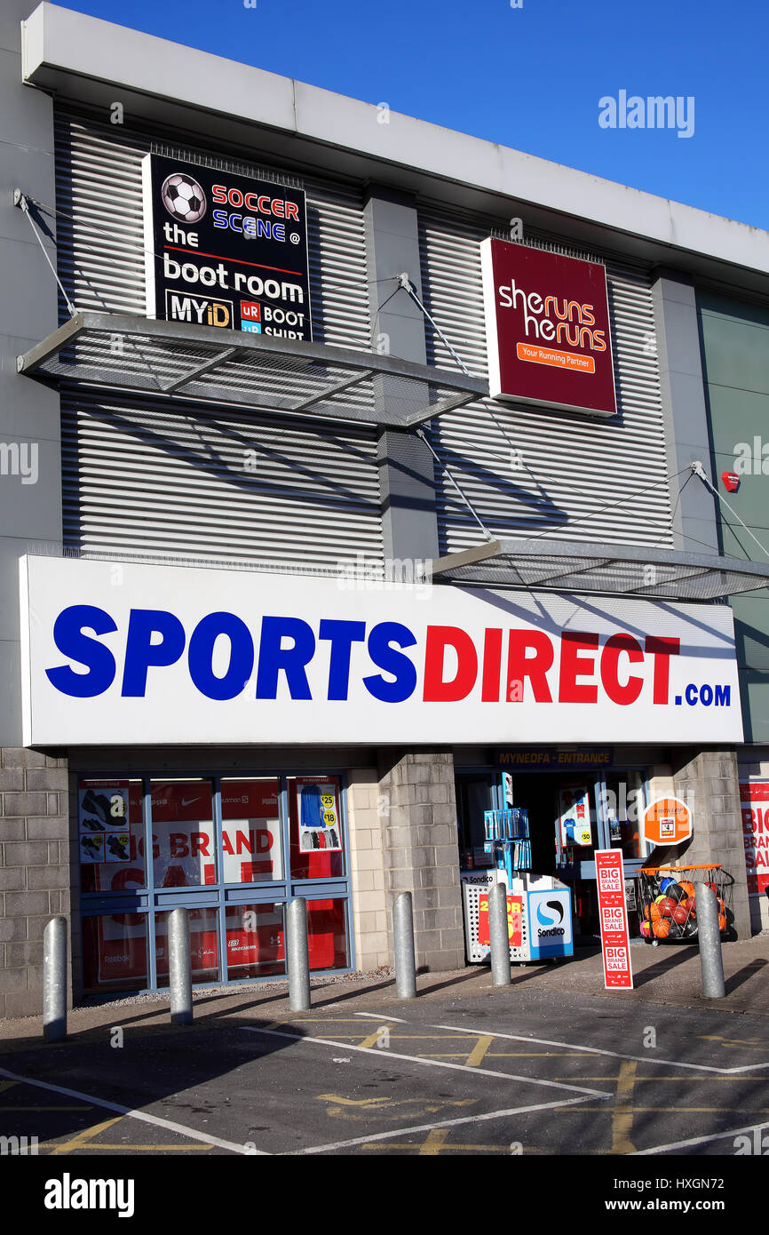 Carmarthen, Wales, UK, January 2, 2017 : Sports Direct clothing store in the city centre during it's sale season Stock Photo