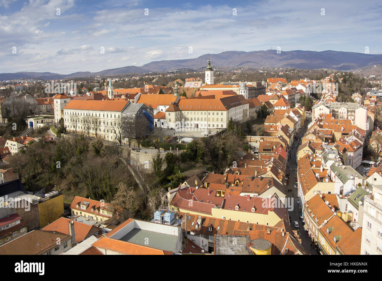 Panoramic view of the Upper Town in Zagreb, capital town of Croatia Stock Photo