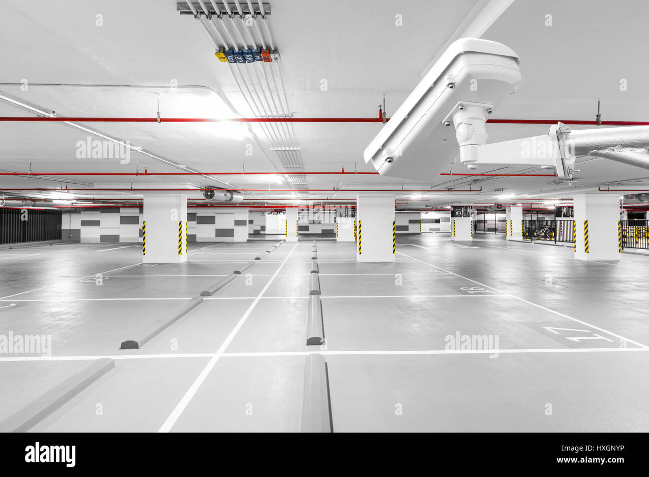 CCTV camera in underground parking garage Stock Photo Alamy
