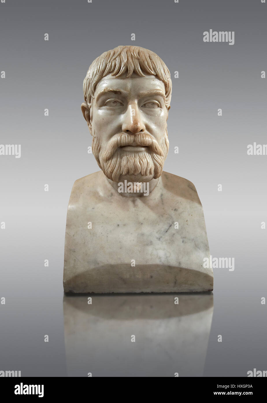 Roman marble sculpture bust of Pindar, 130140 AD, inv 6144, Museum of Archaeology, Italy Naples