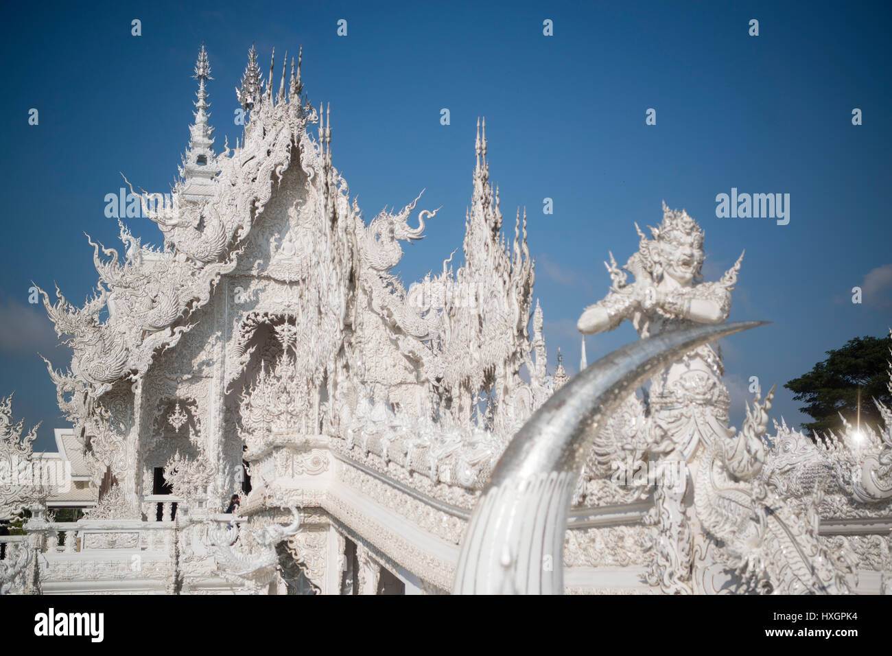 the wat rong khun or white temple near the city Chiang Rai in North ...
