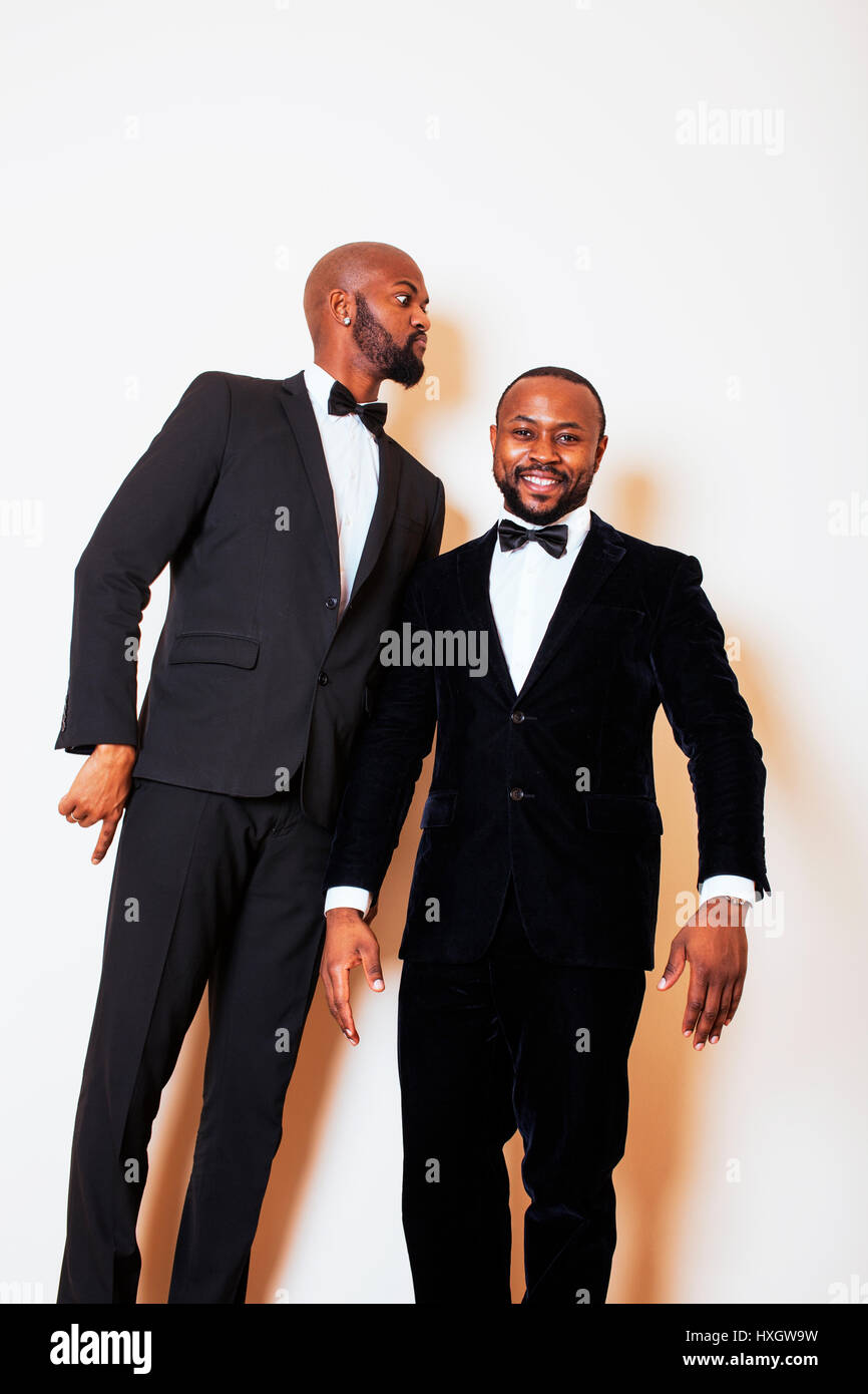 two afro-american businessmen in black suits emotional posing, g Stock ...