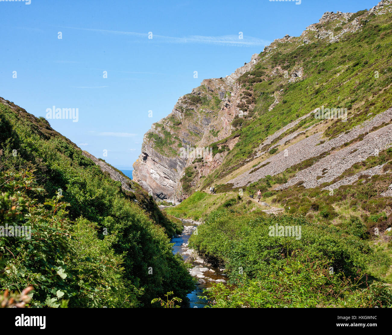 Heddons Mouth and the Heddon Valley on the north coast of Exmoor north Devon UK Stock Photo