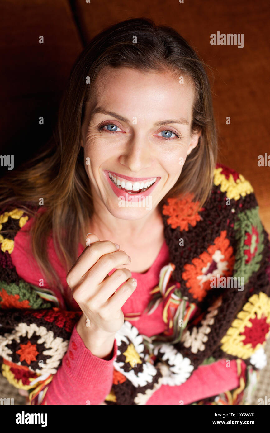 Close up portrait of a happy older woman laughing Stock Photo - Alamy