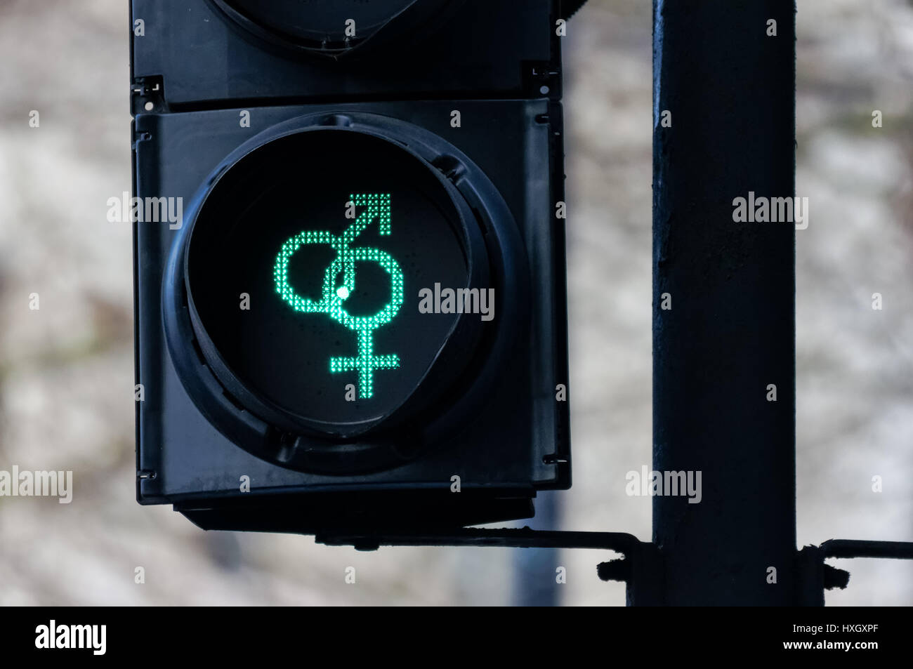 Diversity pedestrian crossing light installed in Trafalgar Square, London England United Kingdom UK Stock Photo