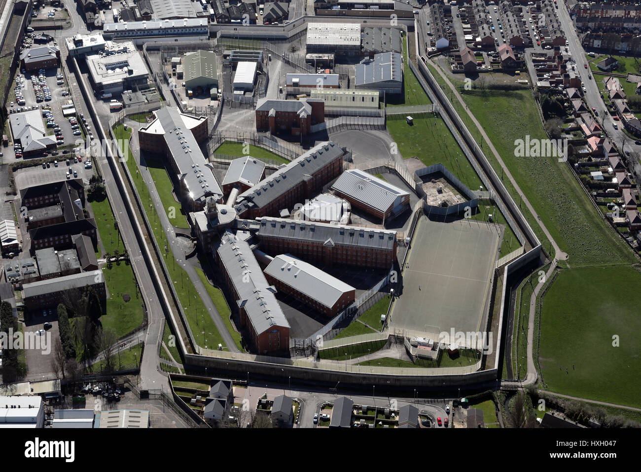 aerial view of HMP Wakefield, Category A prison, UK Stock Photo