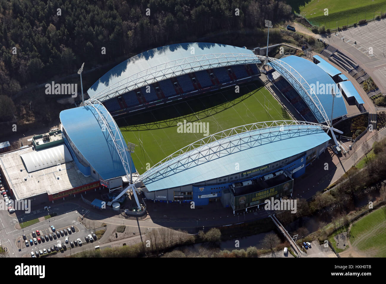 aerial view of The John Smith's Stadium, Huddersfield, Yorkshire, UK Stock Photo