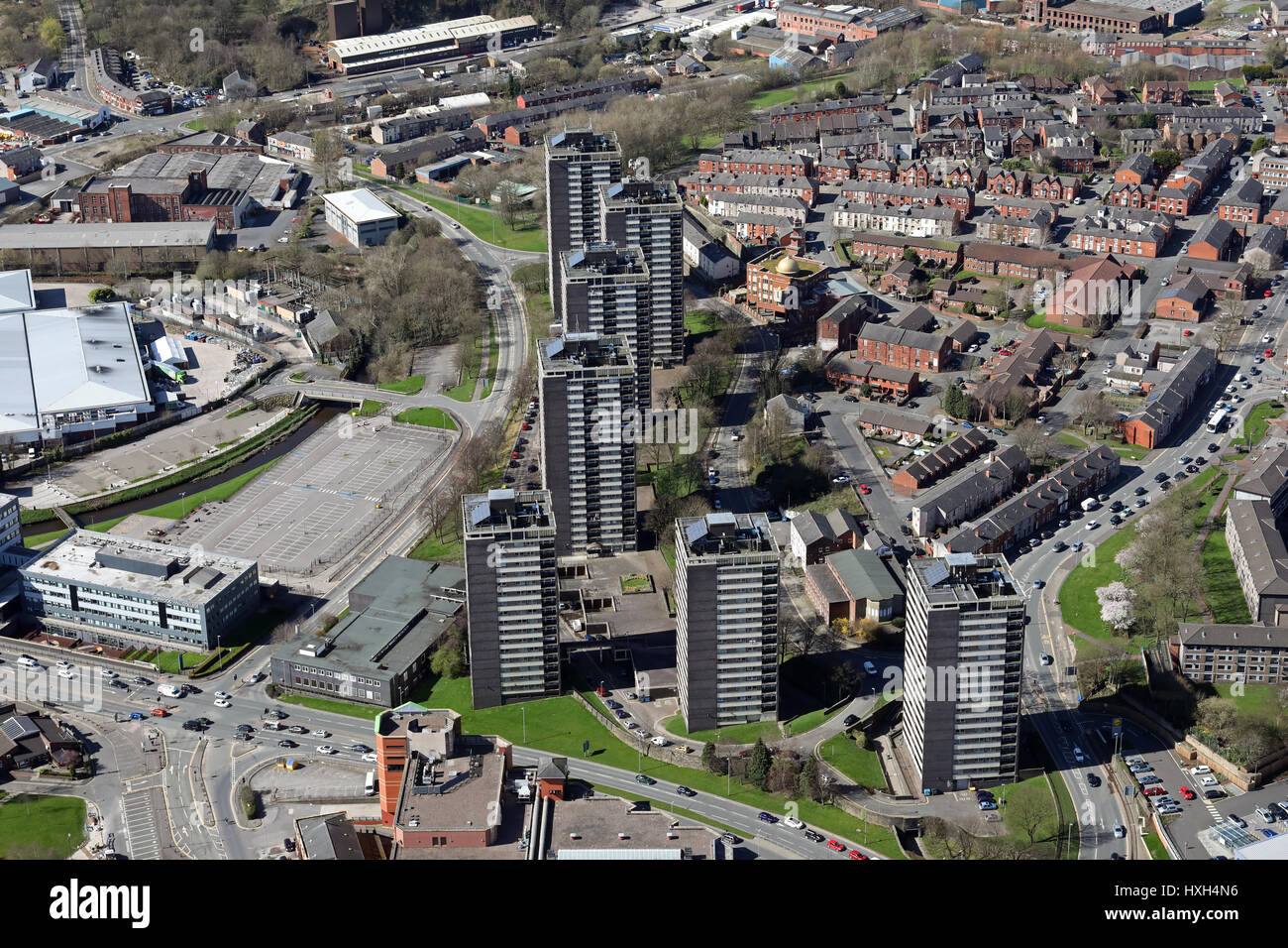 aerial view of Rochdale town centre, UK Stock Photo Alamy