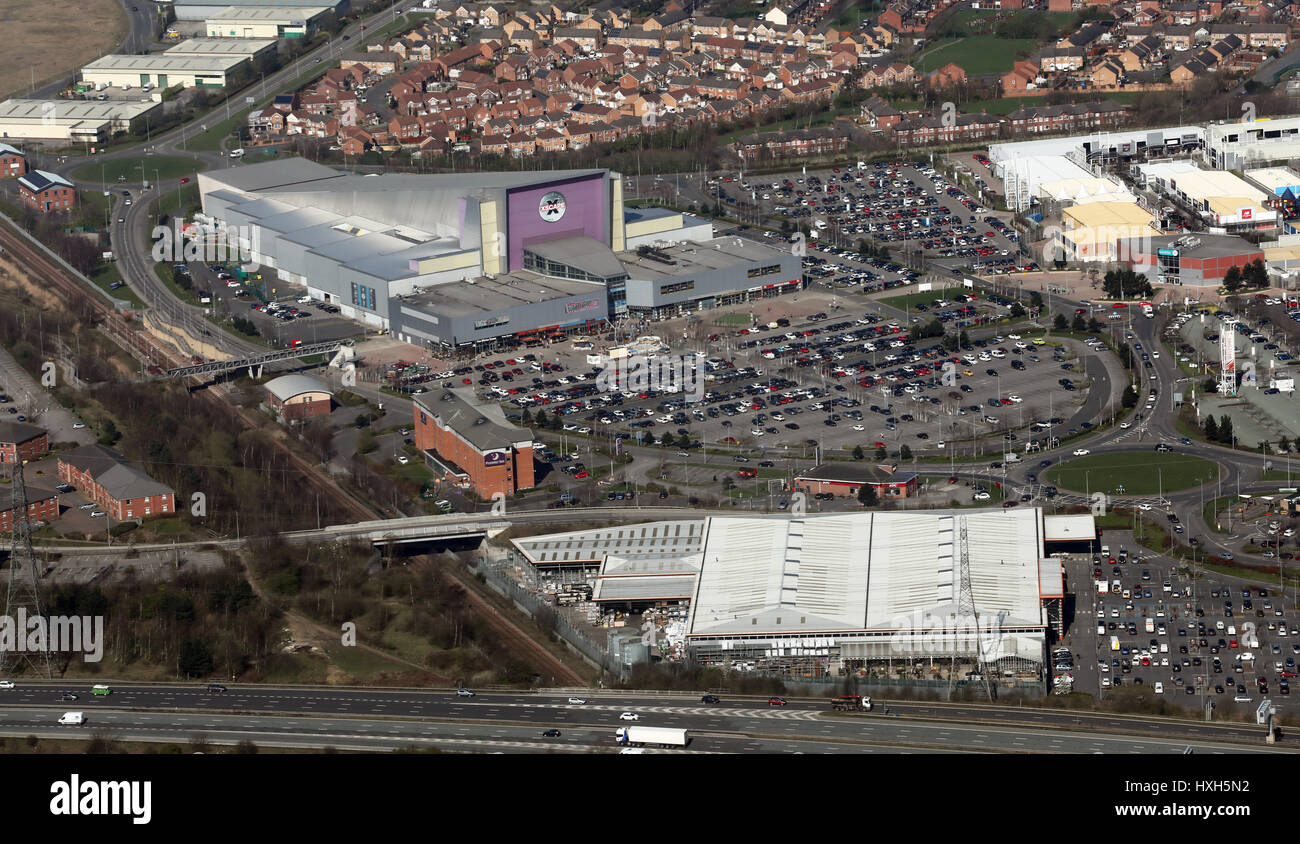 aerial view of Xscape ski slope centre at Glasshoughton, Castleford