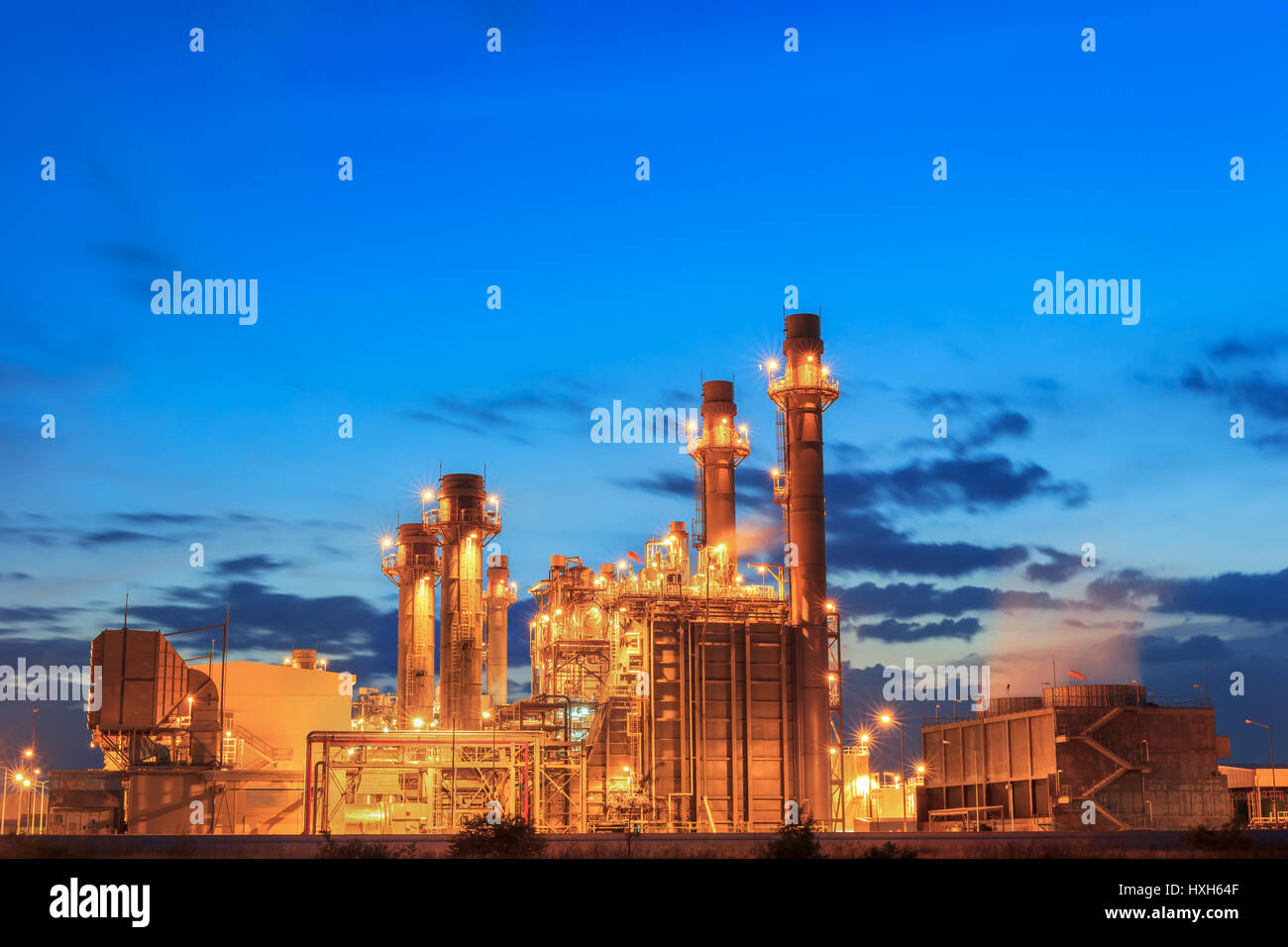 Gas turbine electrical power plant with sunset Stock Photo - Alamy