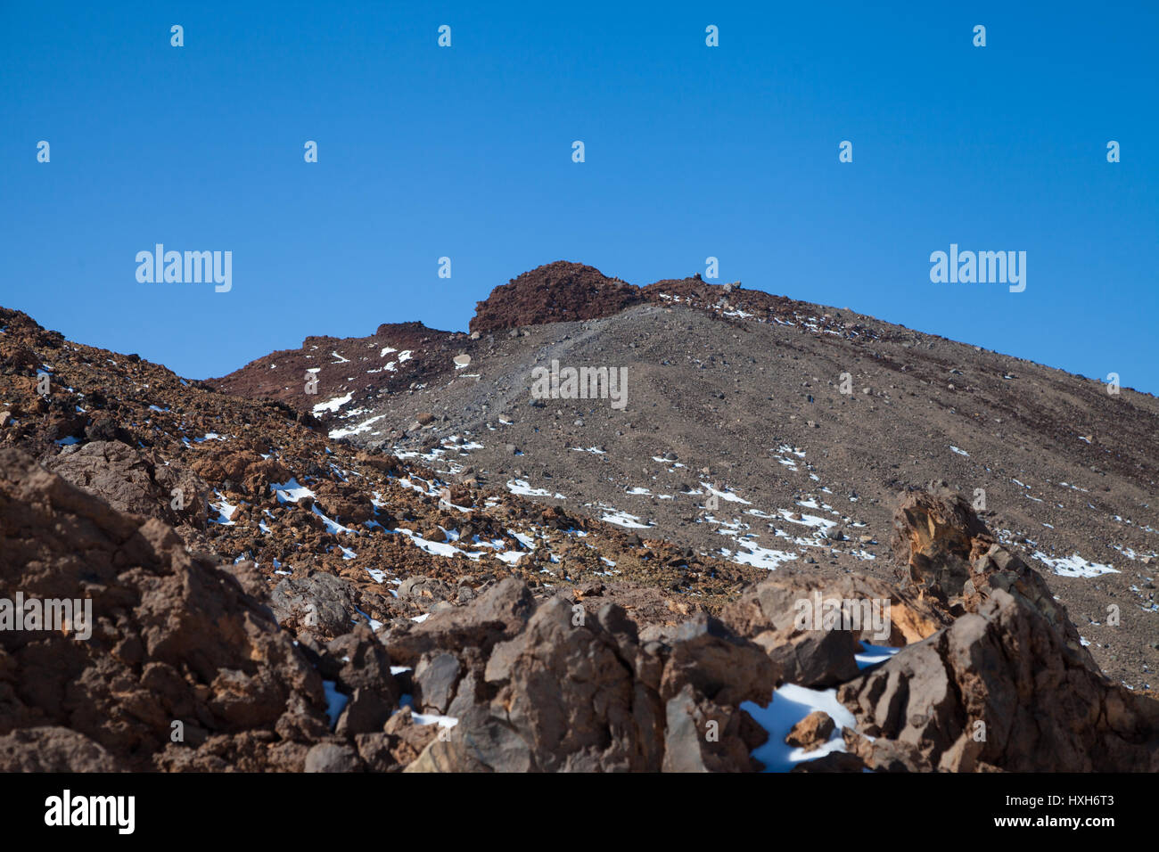 Looking towards the summit of Pico Viejo Volcano on Tenerife Canary Islands, Spain Stock Photo