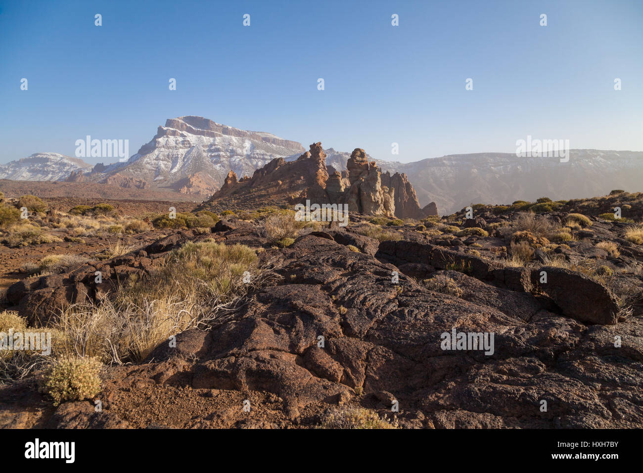 Looking towards Mount Guajara from the middle of the crater, Teide National Park, Tenerife Island Stock Photo