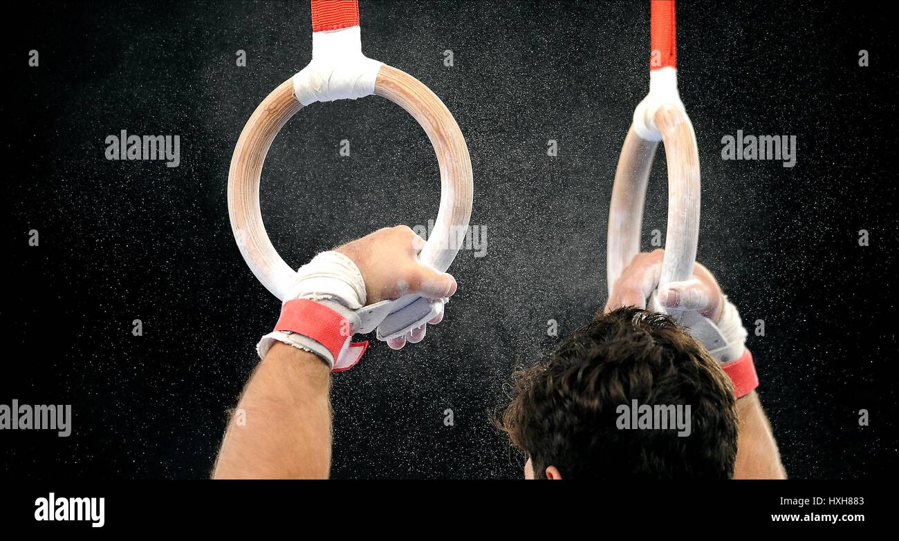 MEN'S RINGS GYMNASTICS ARTISTIC GYMNASTICS ARTISTIC SECC HYDRO GLASGOW SCOTLAND 28 July 2014 Stock Photo