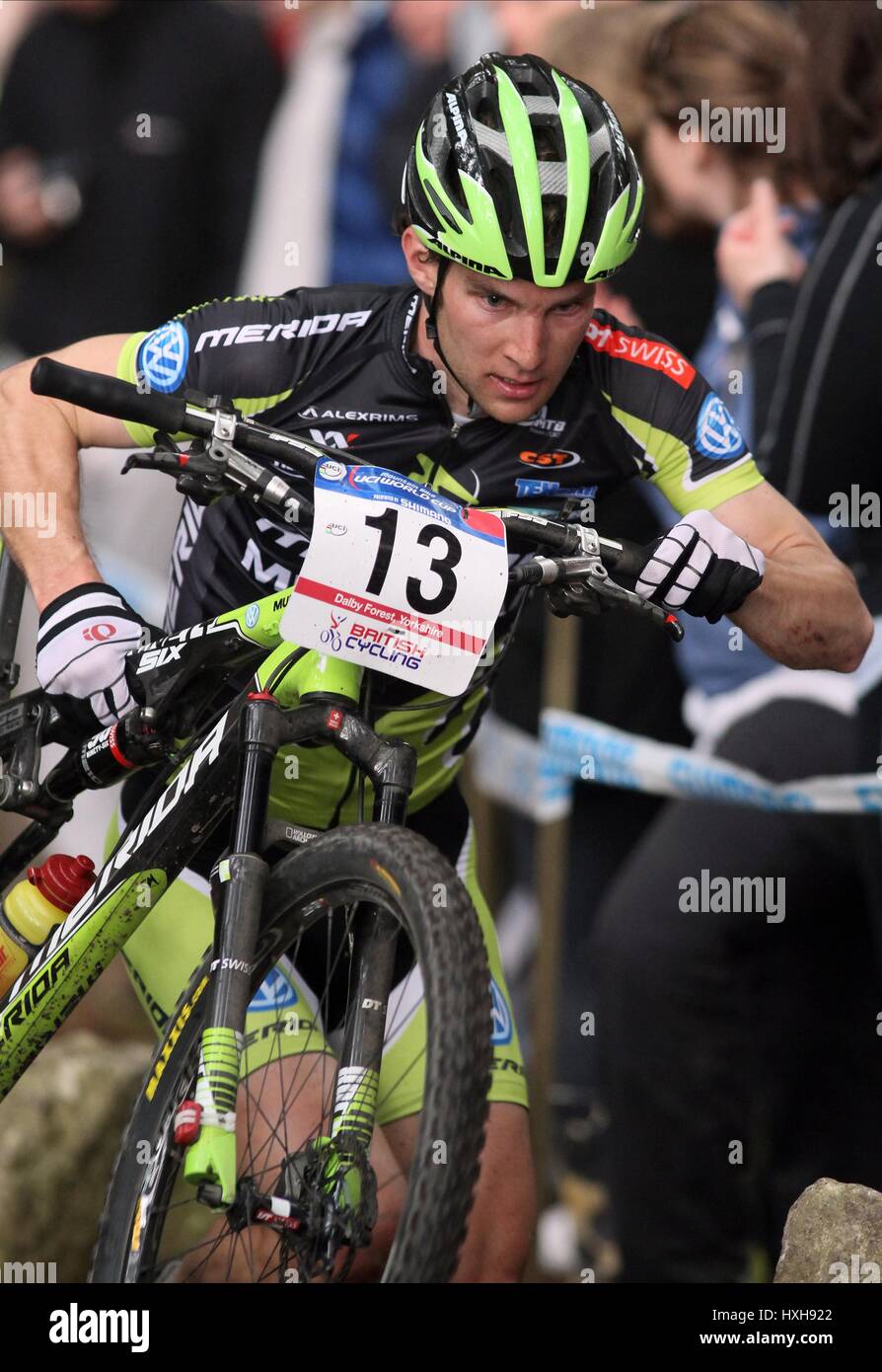 MORITZ MILATZ UCI MOUNTAIN BIKE WORLD CUP DALBY FOREST YORKSHIRE ENGLAND 25 April 2010 Stock Photo